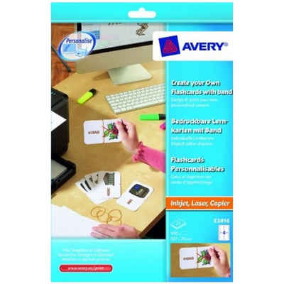 Avery Zweckform Formularblock 100x Lern-Karten mit Band für A4 Drucker, Karteikarten Lern-Zettel für Uni Schule
