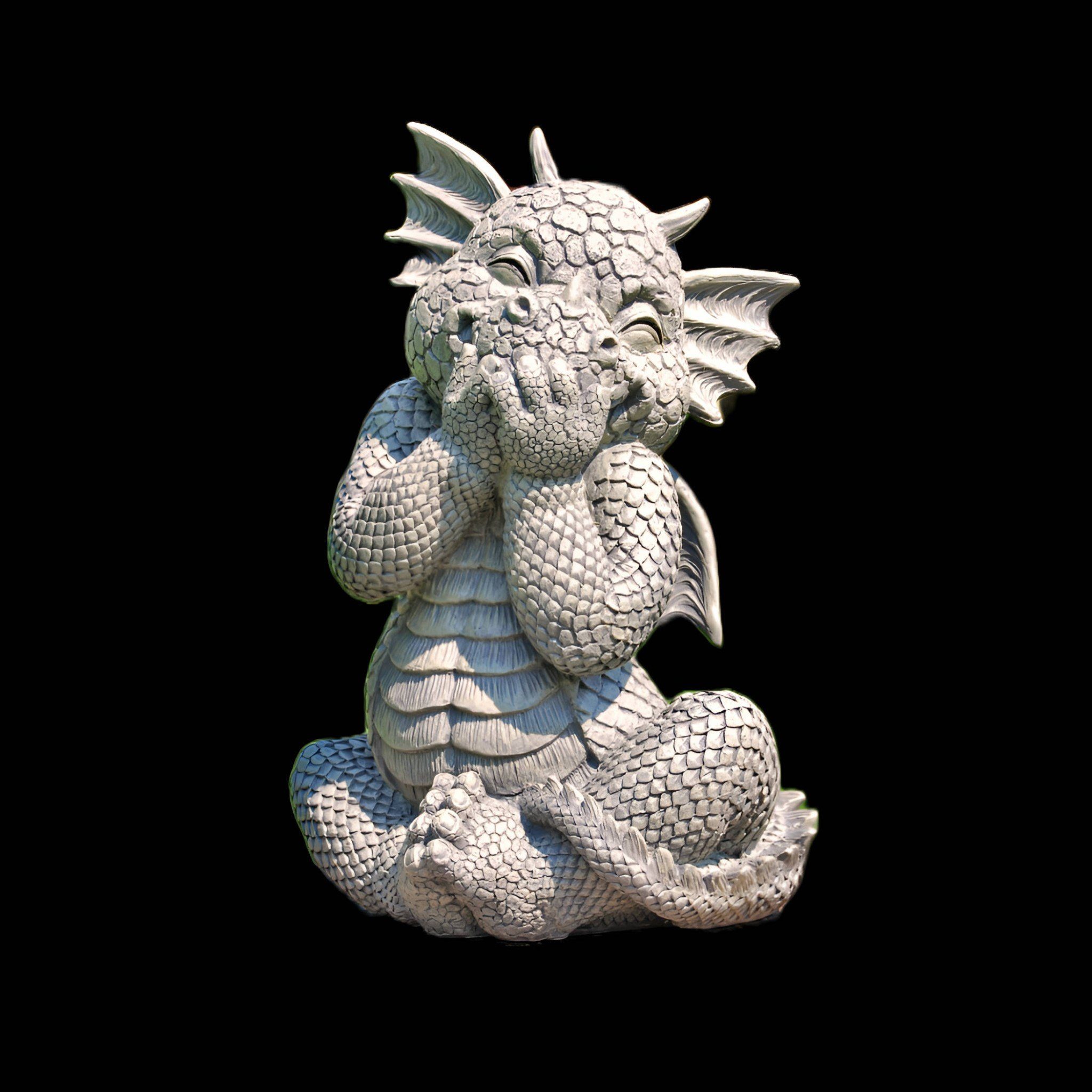 MystiCalls Gartenfigur Gartendrache - Modell kichernd - Dekofigur, (Einzelartikel, 1 St), Für Drinnen und Draußen, wetterfest, nicht frostfest