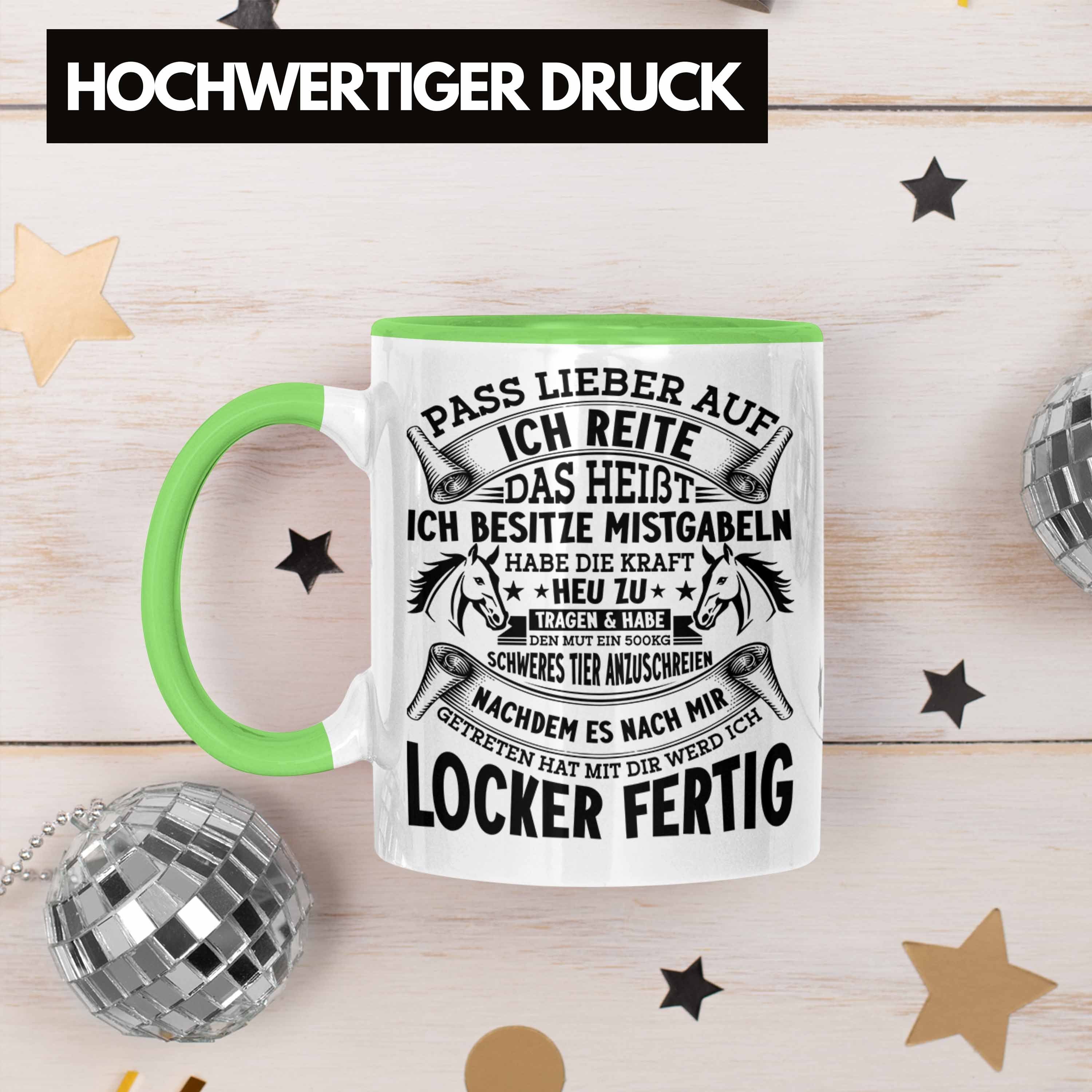 Tasse Trendation Reiterin Geschenk Mädchen Spruch Geschenkidee Pferde-Liebhaberin Grün Tasse