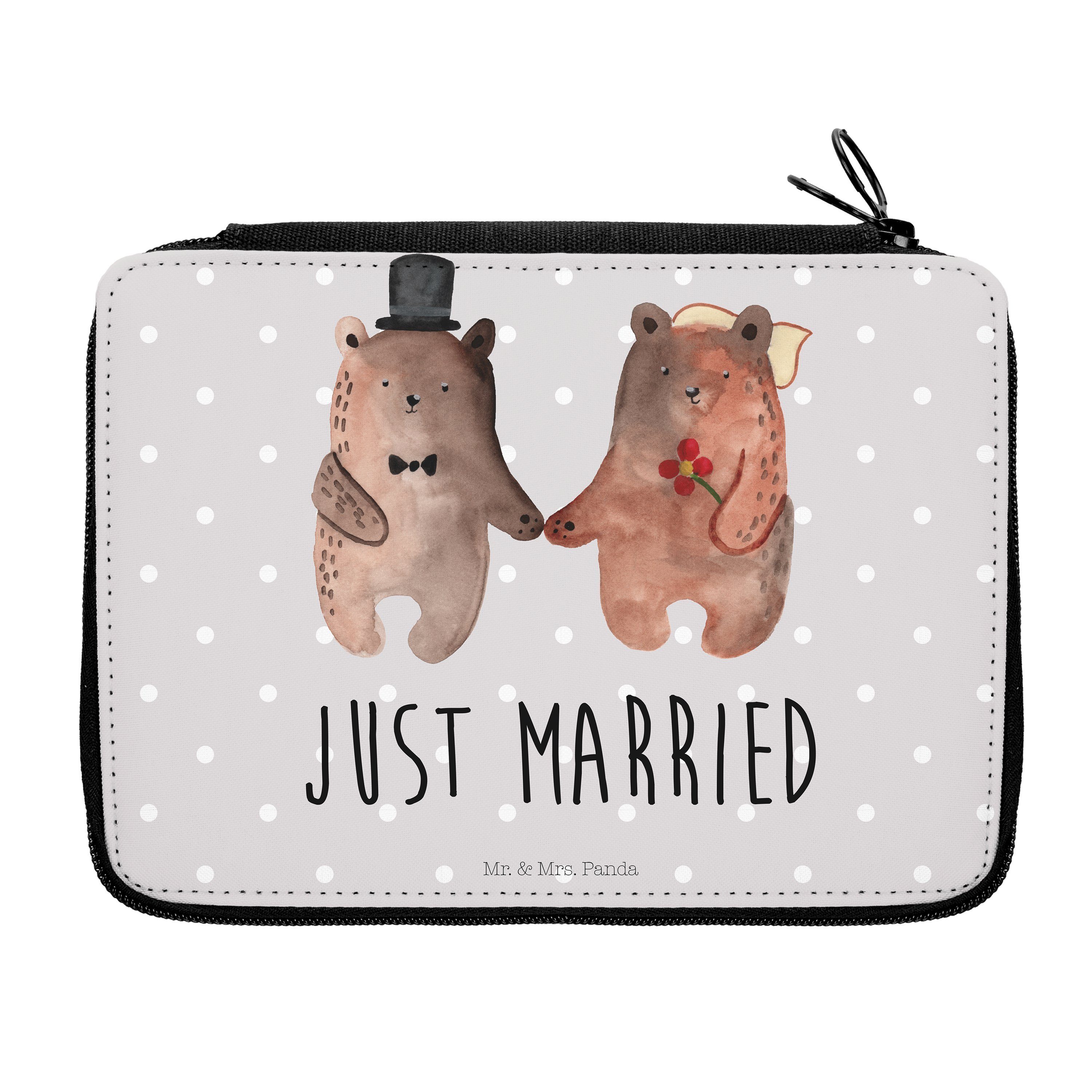 Mr. & Mrs. Panda Federmäppchen Bär Heirat - Grau Pastell - Geschenk, Bär Verheiratet Heirate Heirat, (1-tlg)