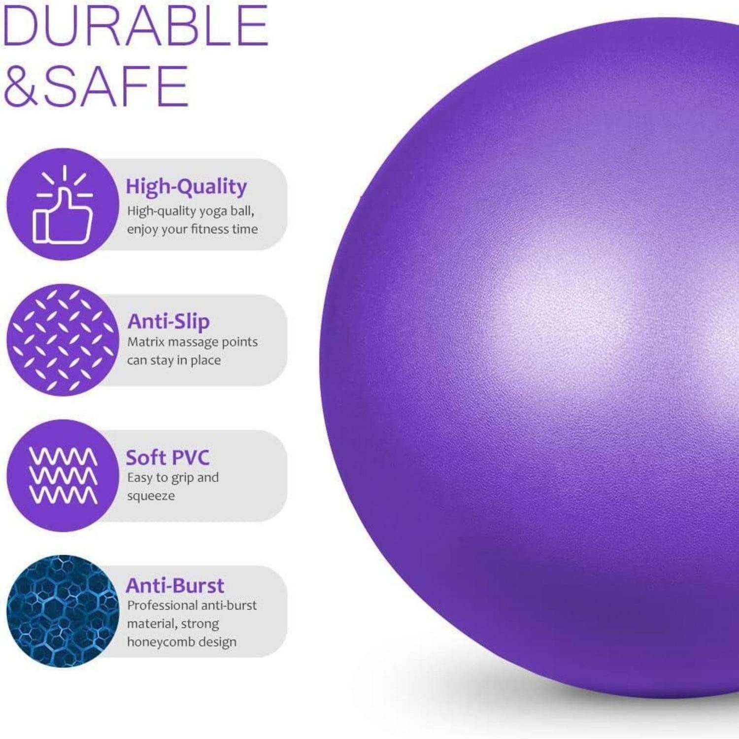 LuxusKollektion Gymnastikball Gymnastikball Pilates-Ball 25cm Soft Yoga Ball mit aufblasbarem
