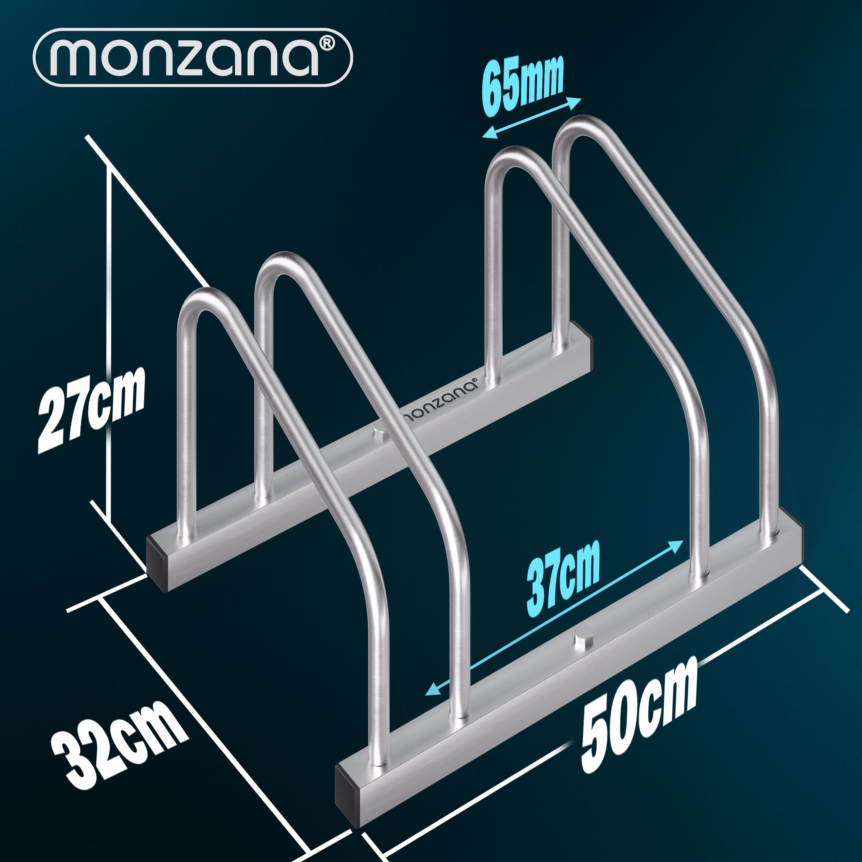 monzana Fahrradständer, für 2 Fahrräder 65 mm Reifenbreite Mehrfachständer Aufstellständer – Bild 4 von 5