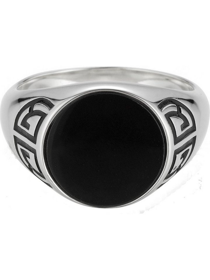 CAÏ Fingerring 925 Silber rhodiniert Onyx Asien Motiv, Dieses edle  Accessoire ist für jeden Anlass
