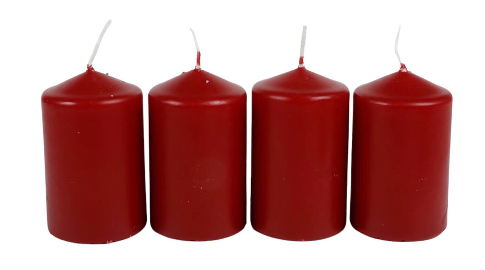 BURI Adventskerze Adventskranzkerzen rot 4er-Set Weihnachtskerze Stumpen Wachskerze