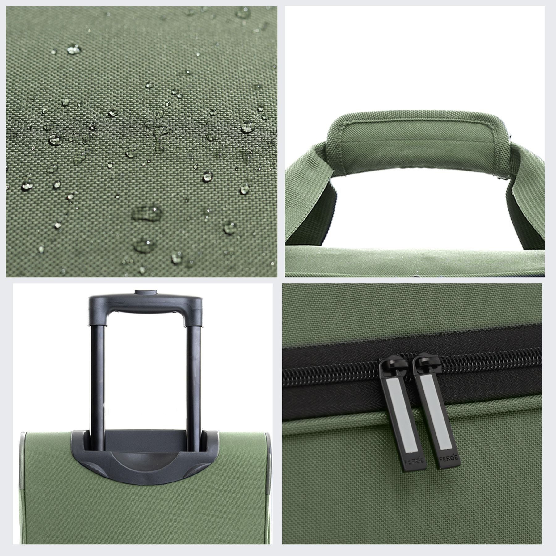 FERGÉ Reisetasche wasserabweisend Reisetasche mit Rollen groß Paris, Reisetasche mit Rollen und extra Schuhfach, Reisegepäck olive – Bild 4 von 5