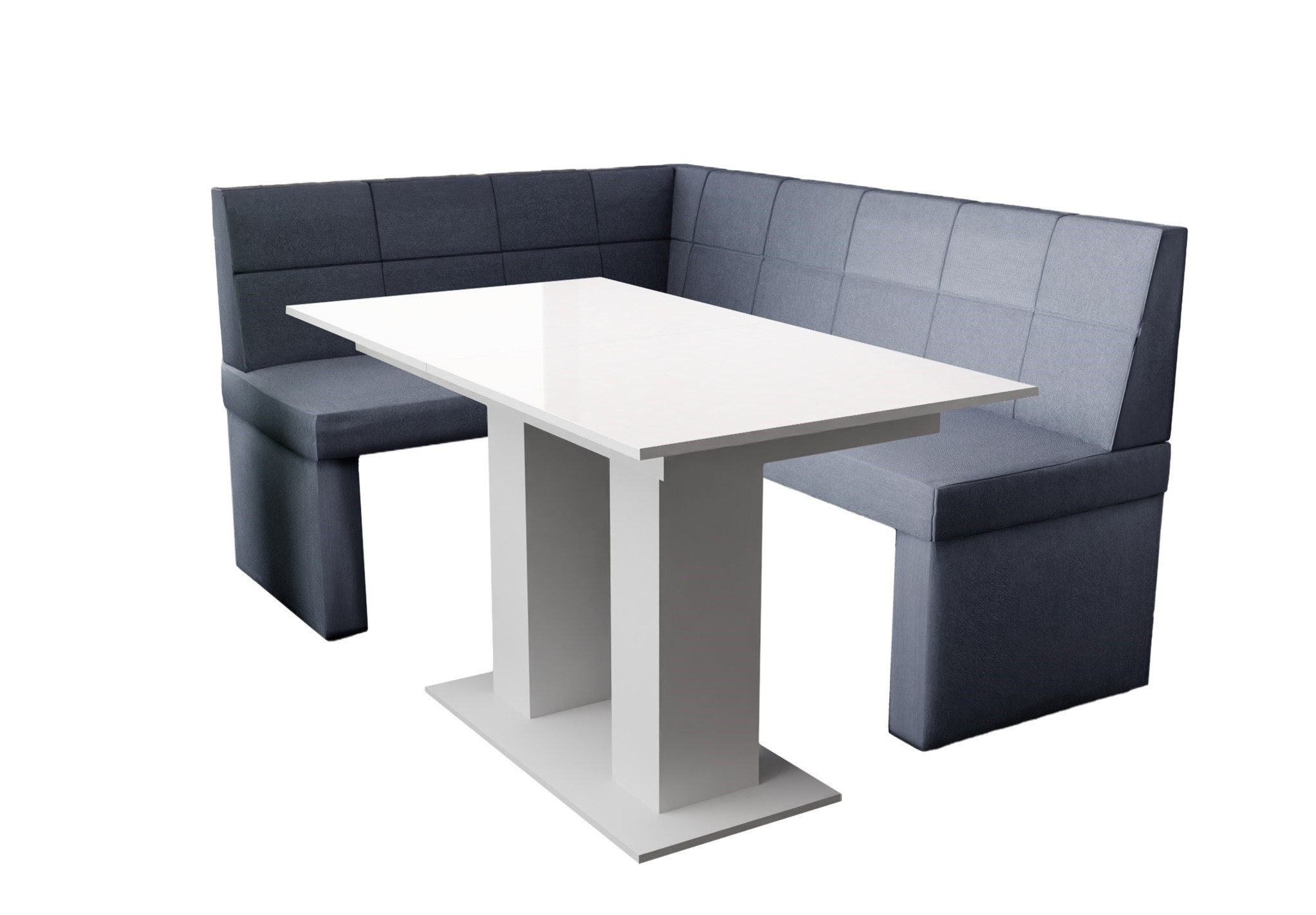 Fun Möbel Eckbankgruppe Eckbankgruppe „BLAKE“ Größe 168x128cm mit Tisch Weiß Hochglanz, ausziehbarer Tisch