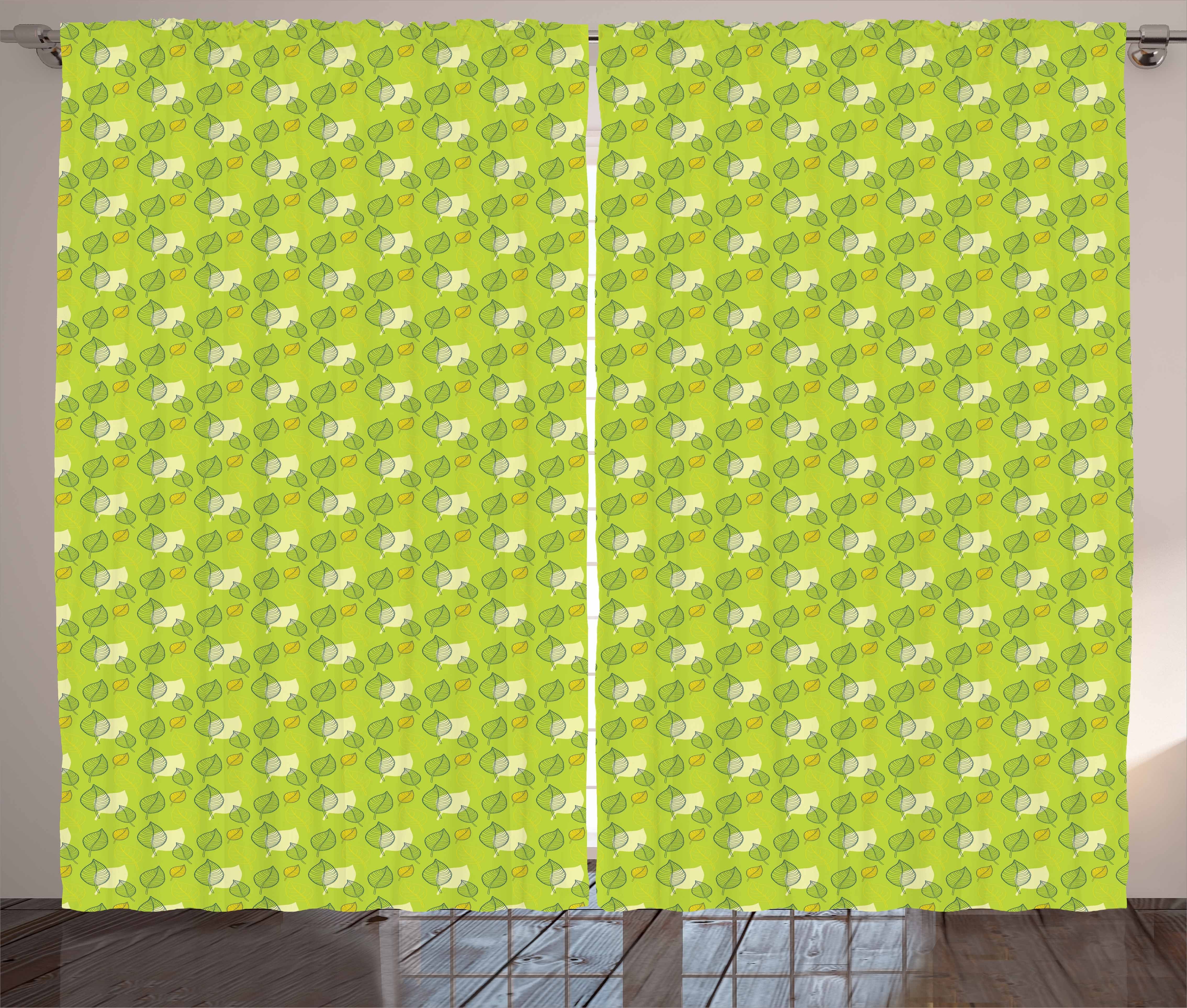 Kräuselband und mit Vorhang Schlaufen Gardine Haken, Abakuhaus, Zusammenfassung Schlafzimmer Falling Grün Leaf