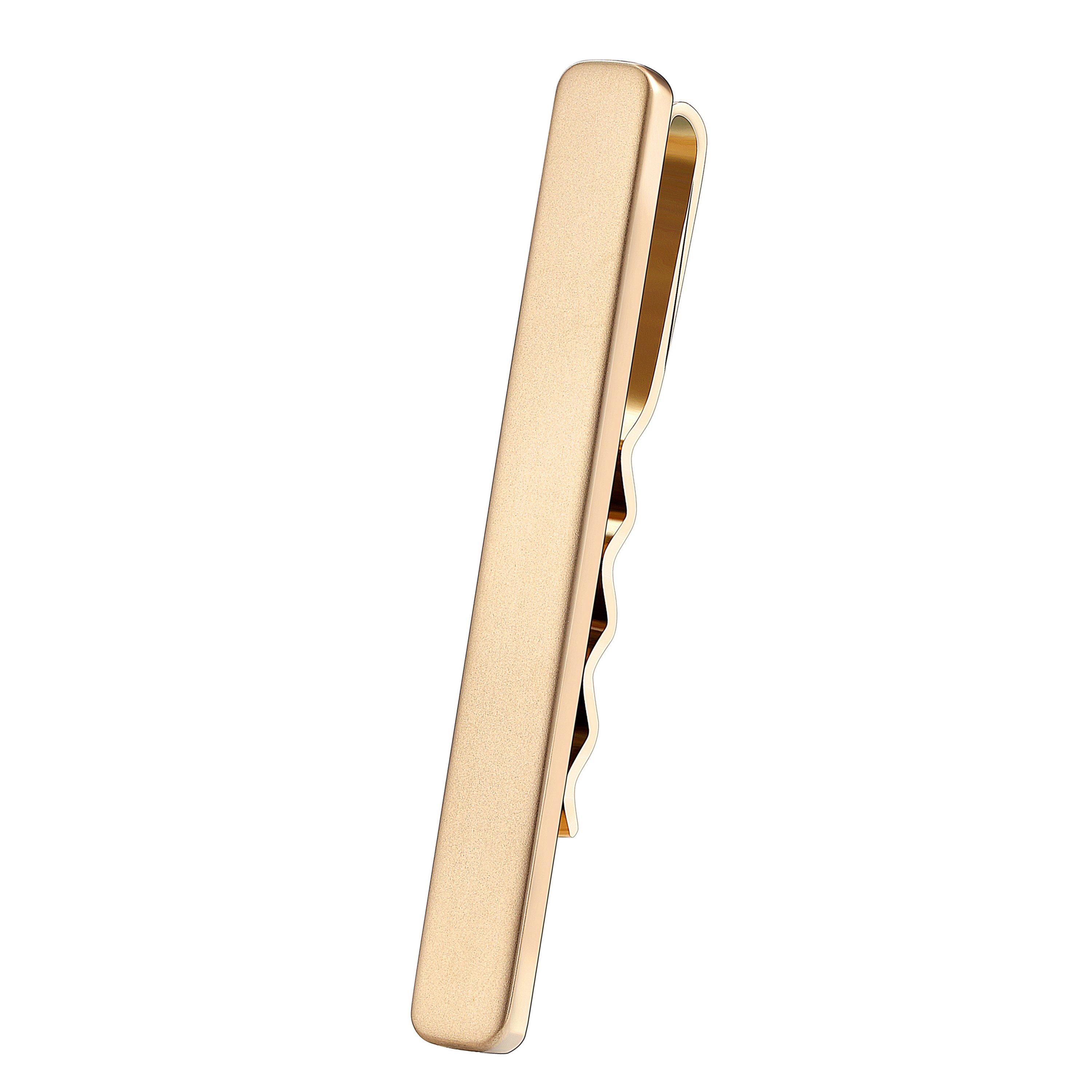 Karisma Krawattennadel Karisma Hochwertige Herren Edelstahl 316L Krawattennadel/Krawattenklammer/Tie Clip Farbwahl KTC201 - Gold