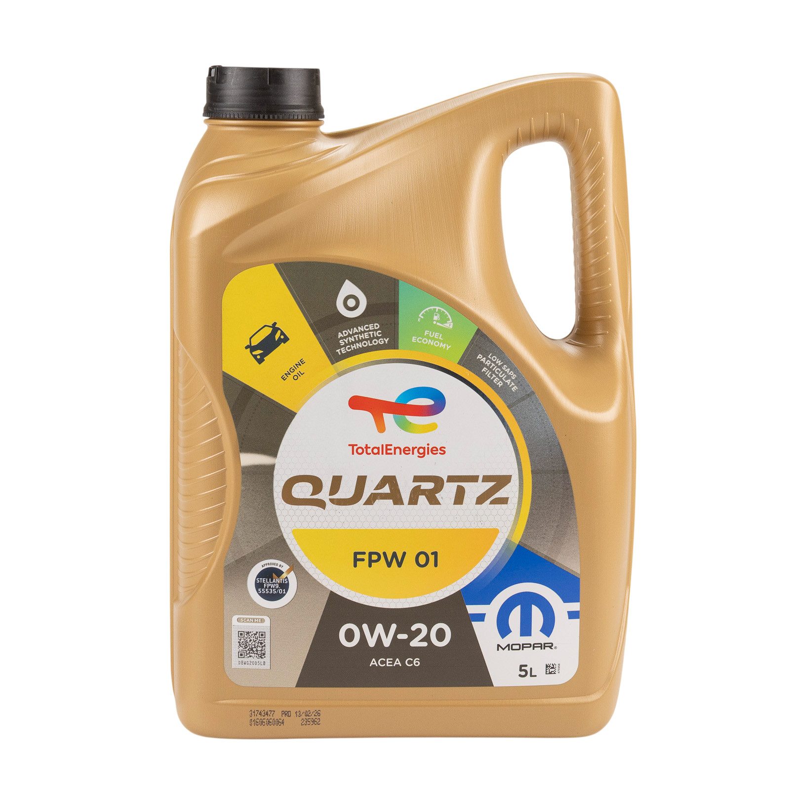 TotalEnergies Motoröl Total Quartz Mopar Motoröl FPW/01 0W-20 5 Liter FPW 9.55535/01