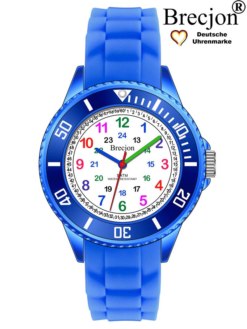 Brecjon Quarzuhr Kinder Armbanduhr Lernuhr 5ATM Silikon, kostenloser Versand