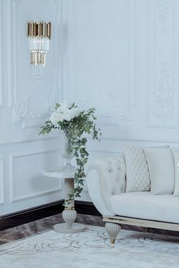 Casa Padrino Sofa Luxus Art Deco Wohnzimmer Sofa Cremefarben / Grau / Gold - Art Deco Wohnzimmer Möbel - Luxus Kollektion
