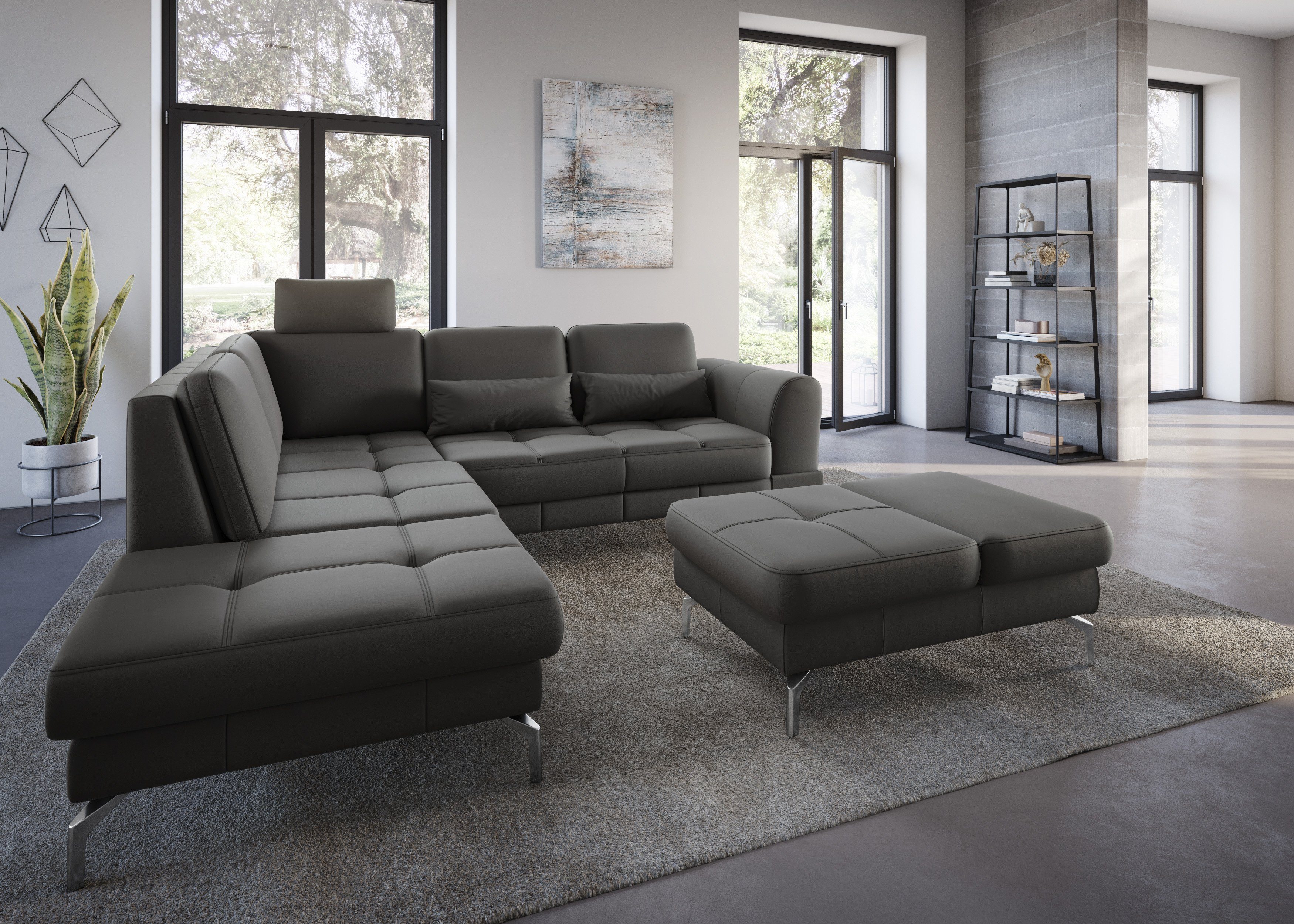 sit&more Ecksofa Bendigo L-Form, inklusive Sitztiefenverstellung, Bodenfreiheit 15 cm, in 2 Fußfarben