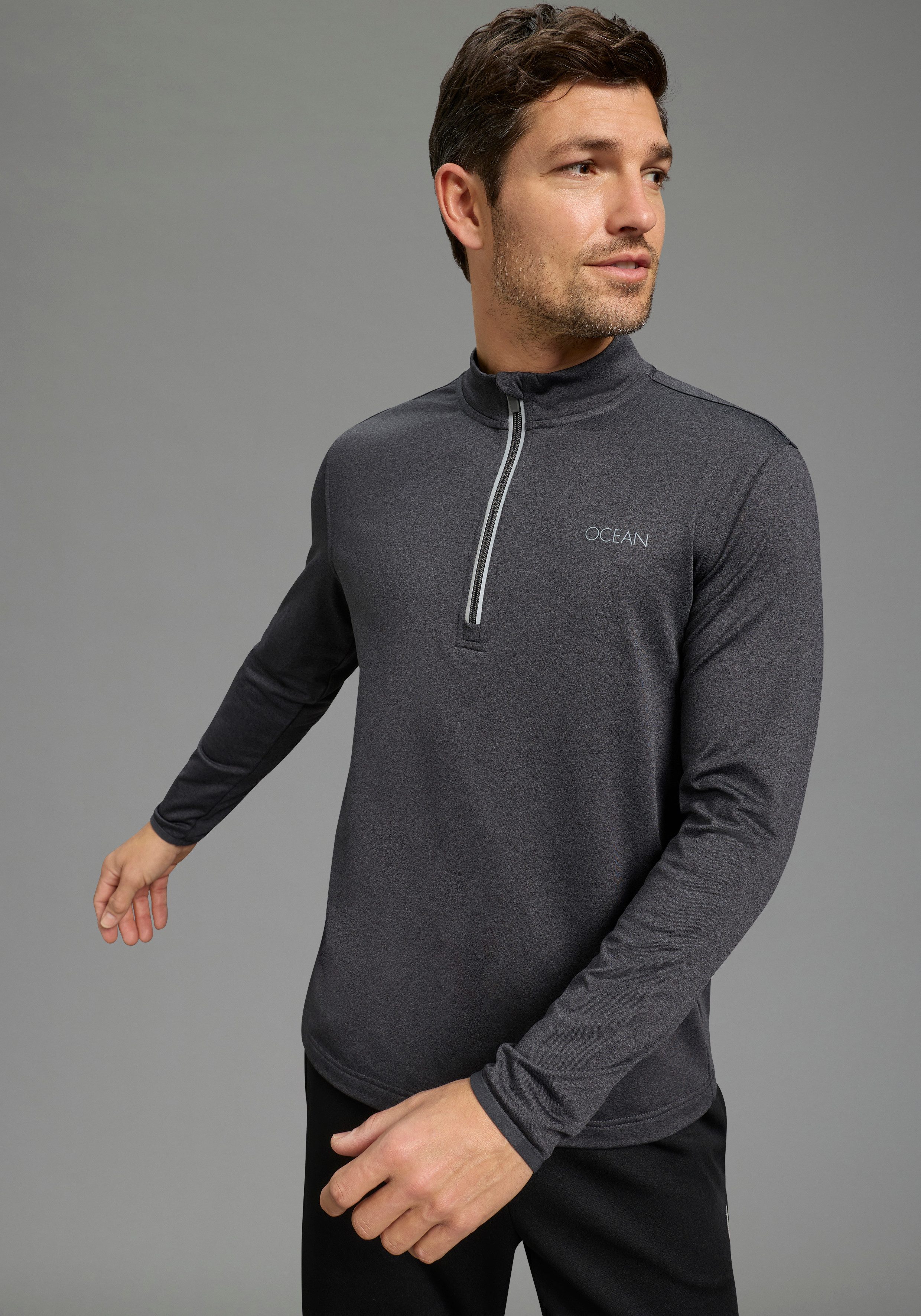 Ocean Sportswear Funktionsshirt atmungsaktiv, quick dry schmale Passform, Langarm, mit Reißverschluss am Ausschnitt. € 29,99, (€ 29,99 pro 1 Stk).