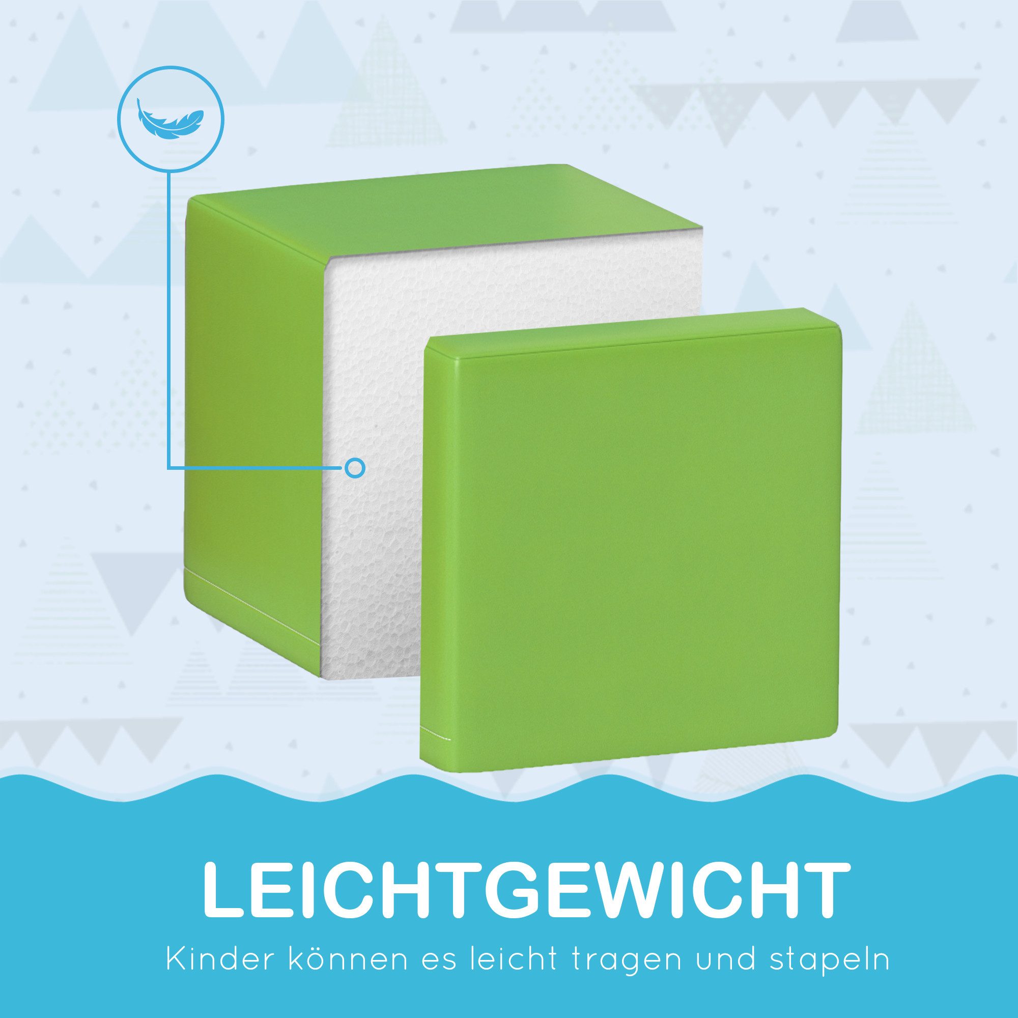 HOMCOM Softbausteine Riesenbausteine Bausteinset Rot+Gelb Spielbausteine, (Bauspielzeug, 12 St., Schaumstoff Bausteine), Schaumstoffblöcke für 1-3 Jahre alt Kin – Bild 5 von 5