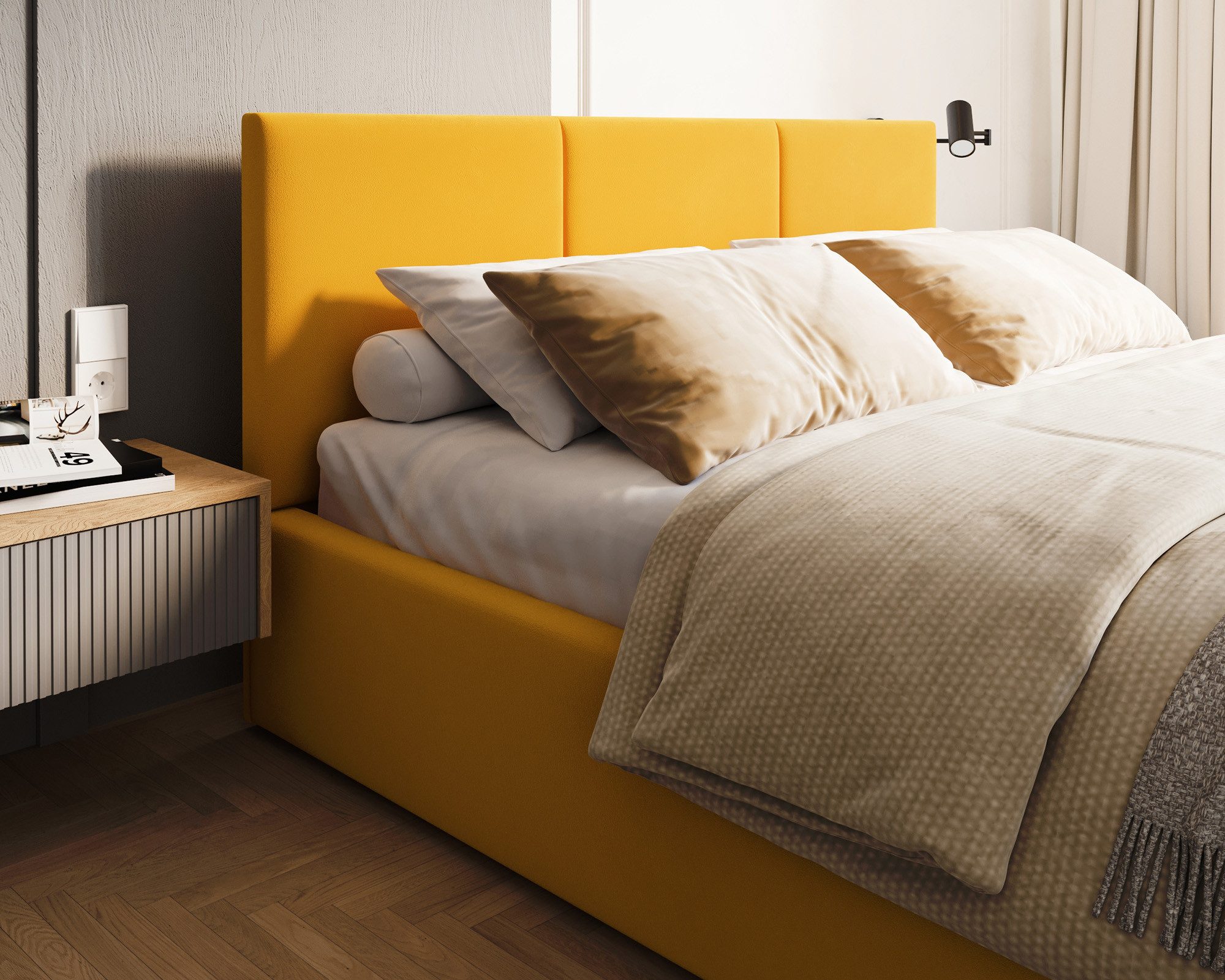 thematys Polsterbett mit Bettkasten & Lattenrost – Stauraumbett Velours 120x200–180x200 (Optional mit 28 cm H3/H4 Taschenfederkern oder 23 cm Taschenfederkern-Matratze H2)
