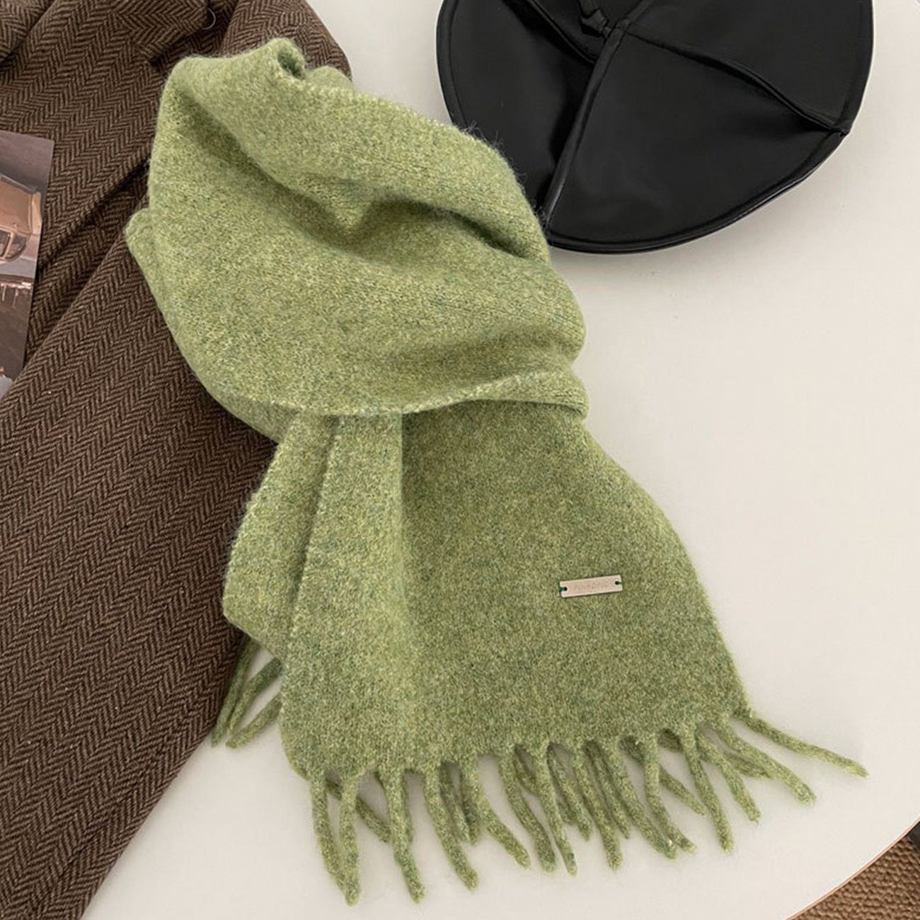 EBUY Modeschal Warmer Strickschal für Damen im Winter Grün