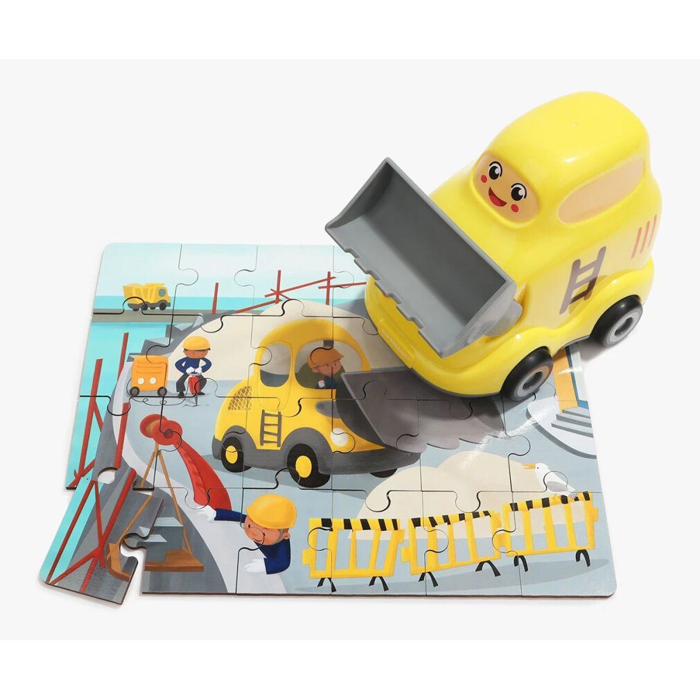 Topbright Puzzle Holzpuzzle Baustelle mit Arbeitsfahrzeug, 24tlg., Puzzleteile