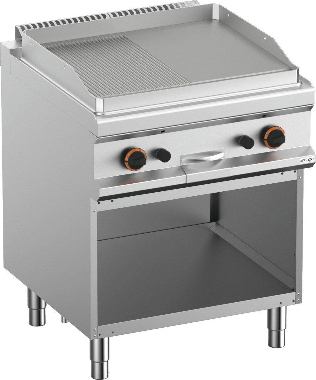 Orange Elektrogrill Gas-Grillplatte, 1/2 glatt + 1/2 gerillt, mit Unterbau, 11 kW