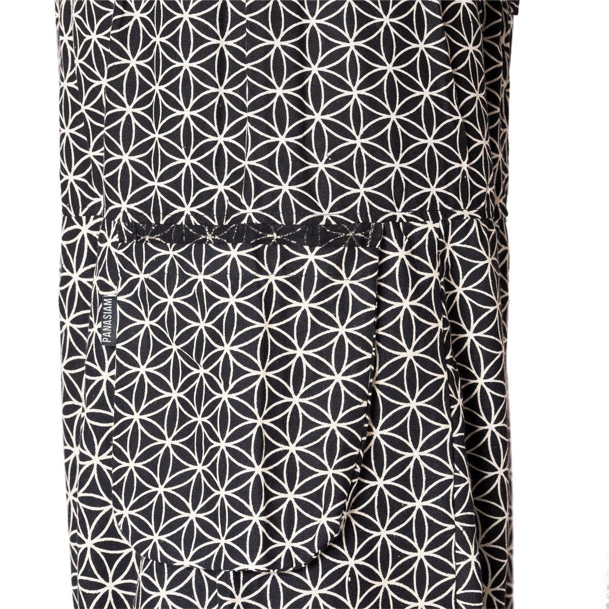 100% Lebensblume. Damen bequeme Geometrix Baumwolle aus Aladinhose Mustern Relaxhose PANASIAM bedruckt schwarz gewebter grob mit Pumphose japanischen Freizeithose Haremshose