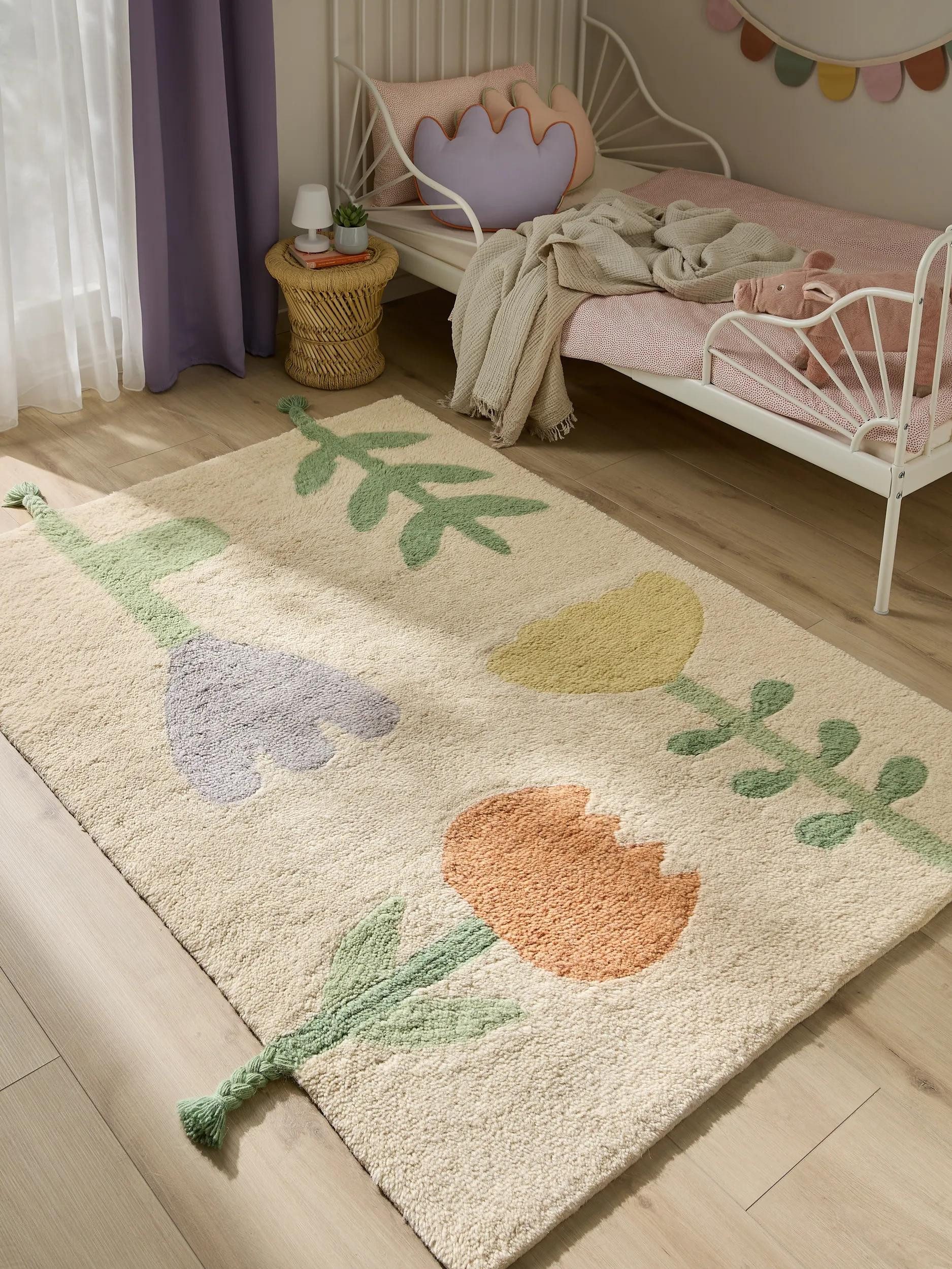 benuta Kinderteppich Fleur, rechteckig, Höhe: 11 mm, Kunstfaser, Berber, Ethno-Style, Wohnzimmer