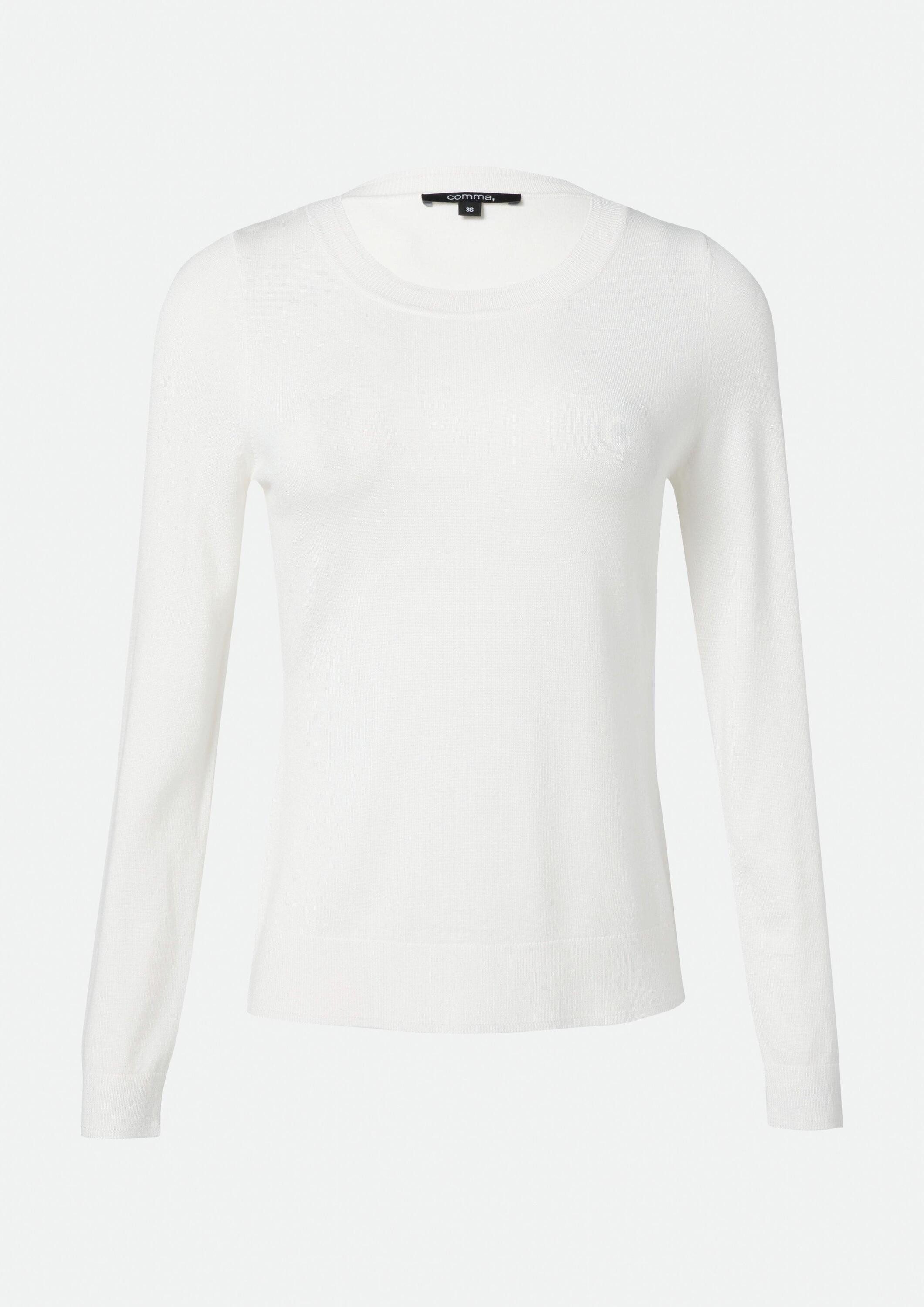 comma Longpullover Strickpullover Feinstrickpullover mit dekorativen Bündchen