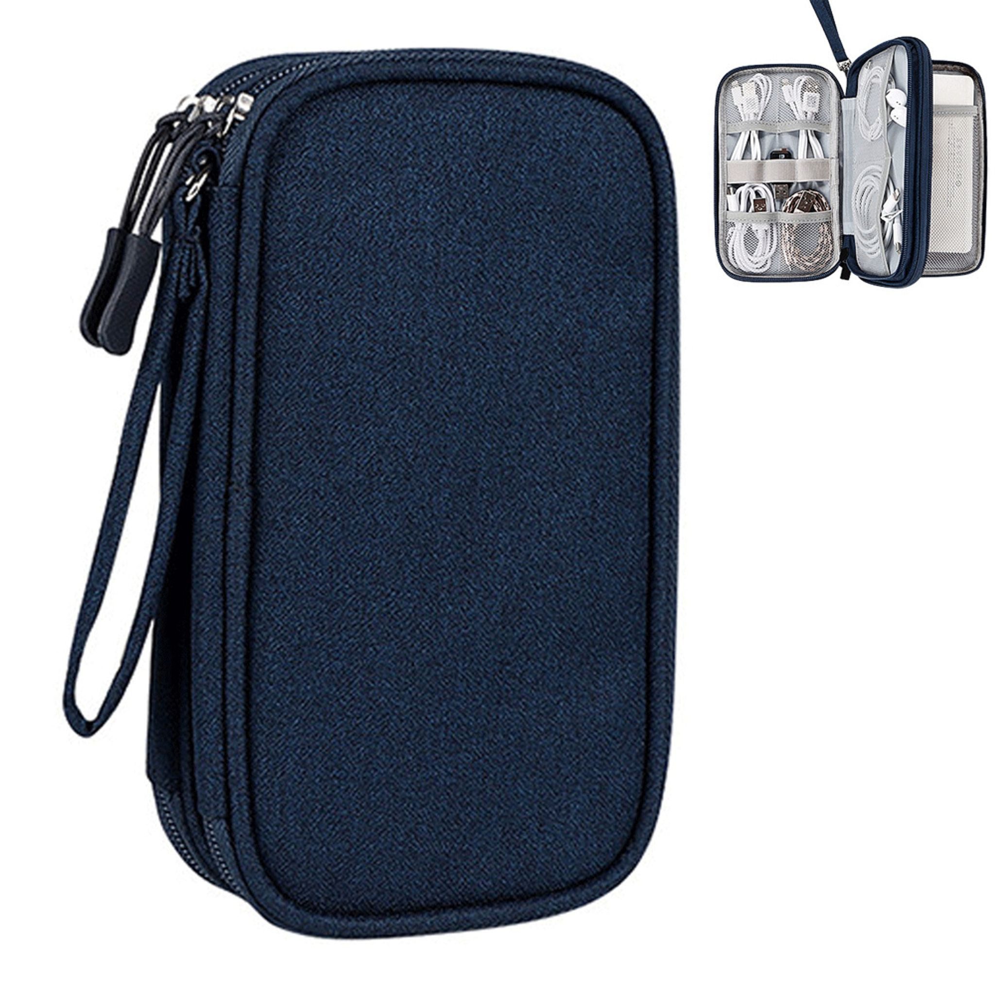 FELIXLEO Taschenorganizer Kabeltasche Organizer Tasche Reise 2 Schicht Kabelaufbewahrung Navy