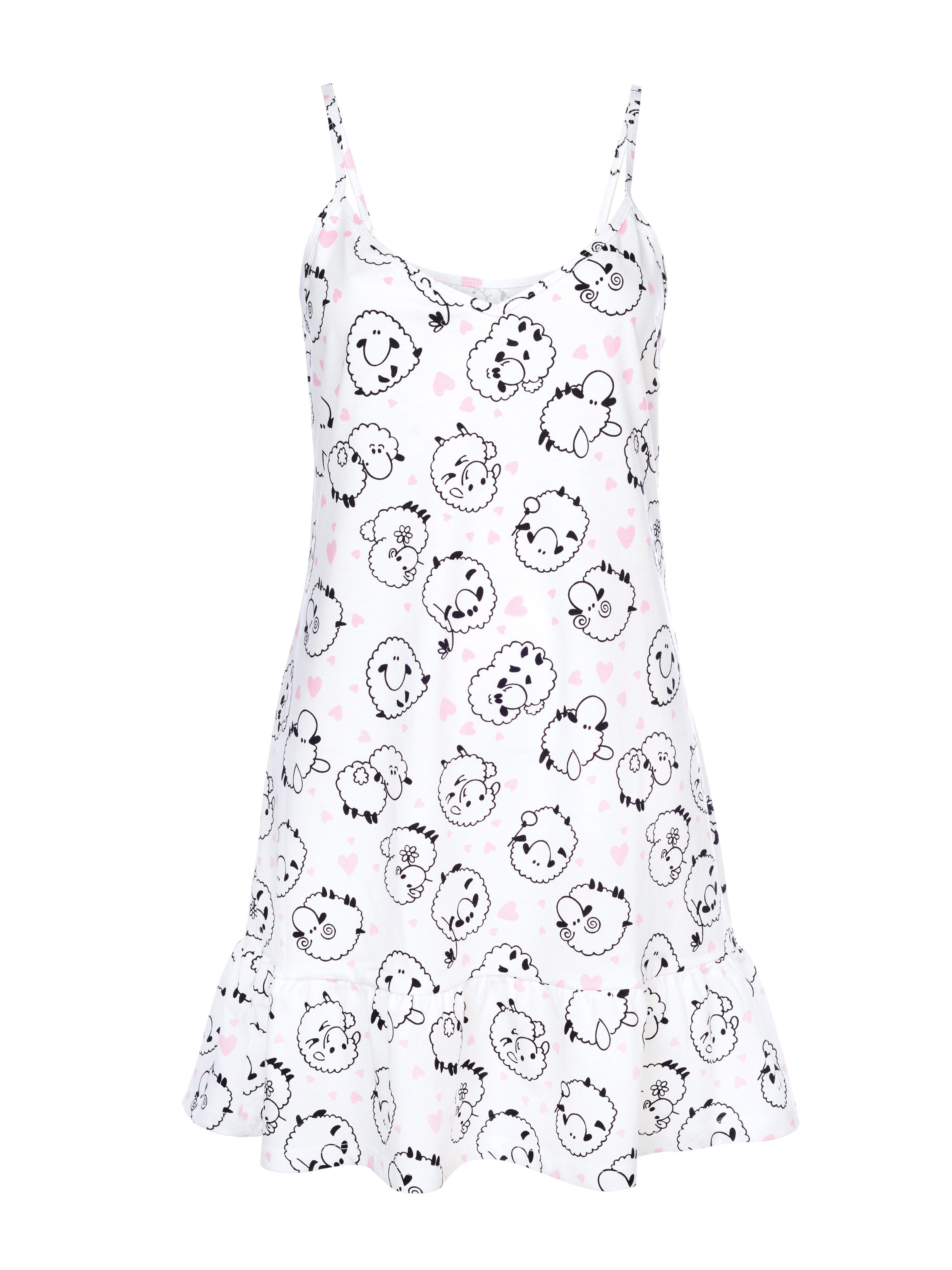 Donna Nachthemd Sleepshirt mit Volant mit süssen Herzchen-Druck günstig online kaufen