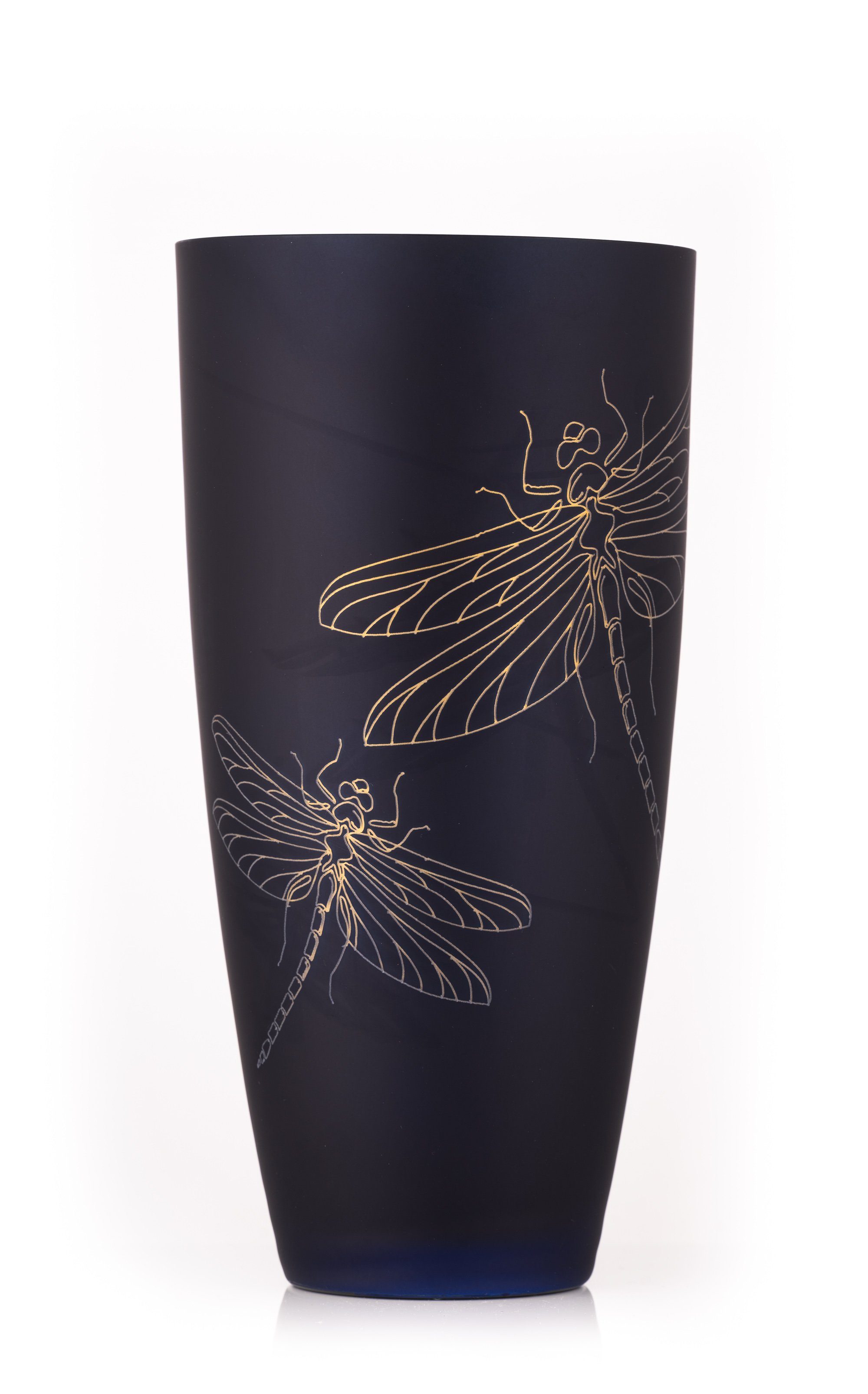 Crystalex Dekovase Meadow Vase Koboltblau matt Goldmetallic (Einzelteil, 1 St., 1 x Vase), Kristallglas, innen Goldfarbig, kobaltblauer Farbe besprüht
