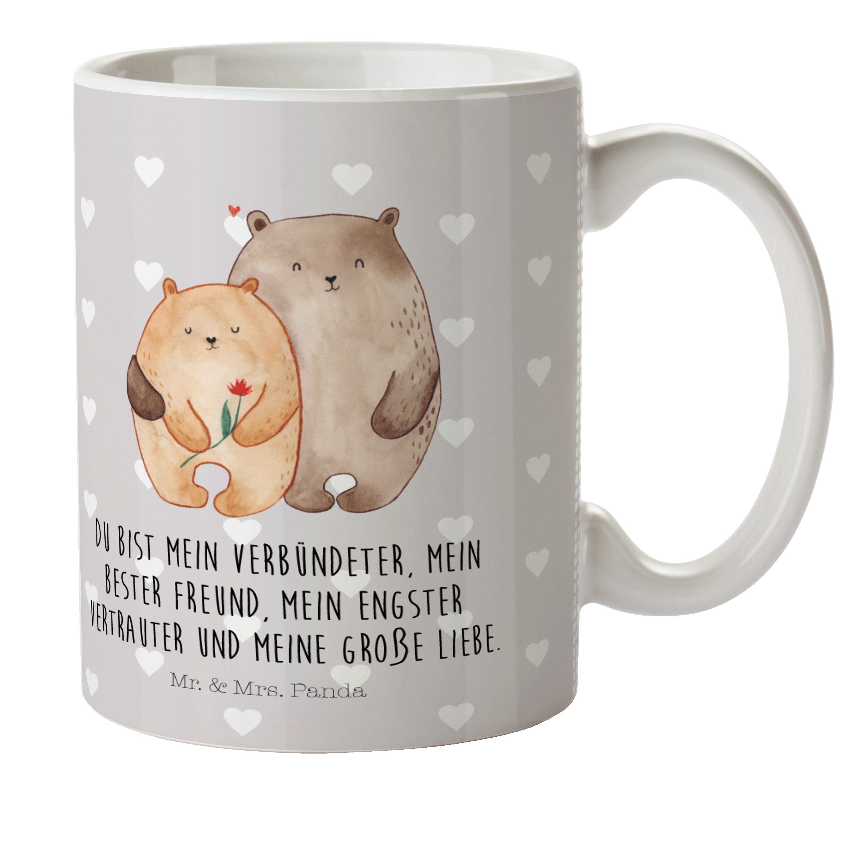 Mr. & Mrs. Panda Kinderbecher Bären Liebe - Grau Pastell - Geschenk, Hocheitstag, Geschenk Freund, Kunststoff
