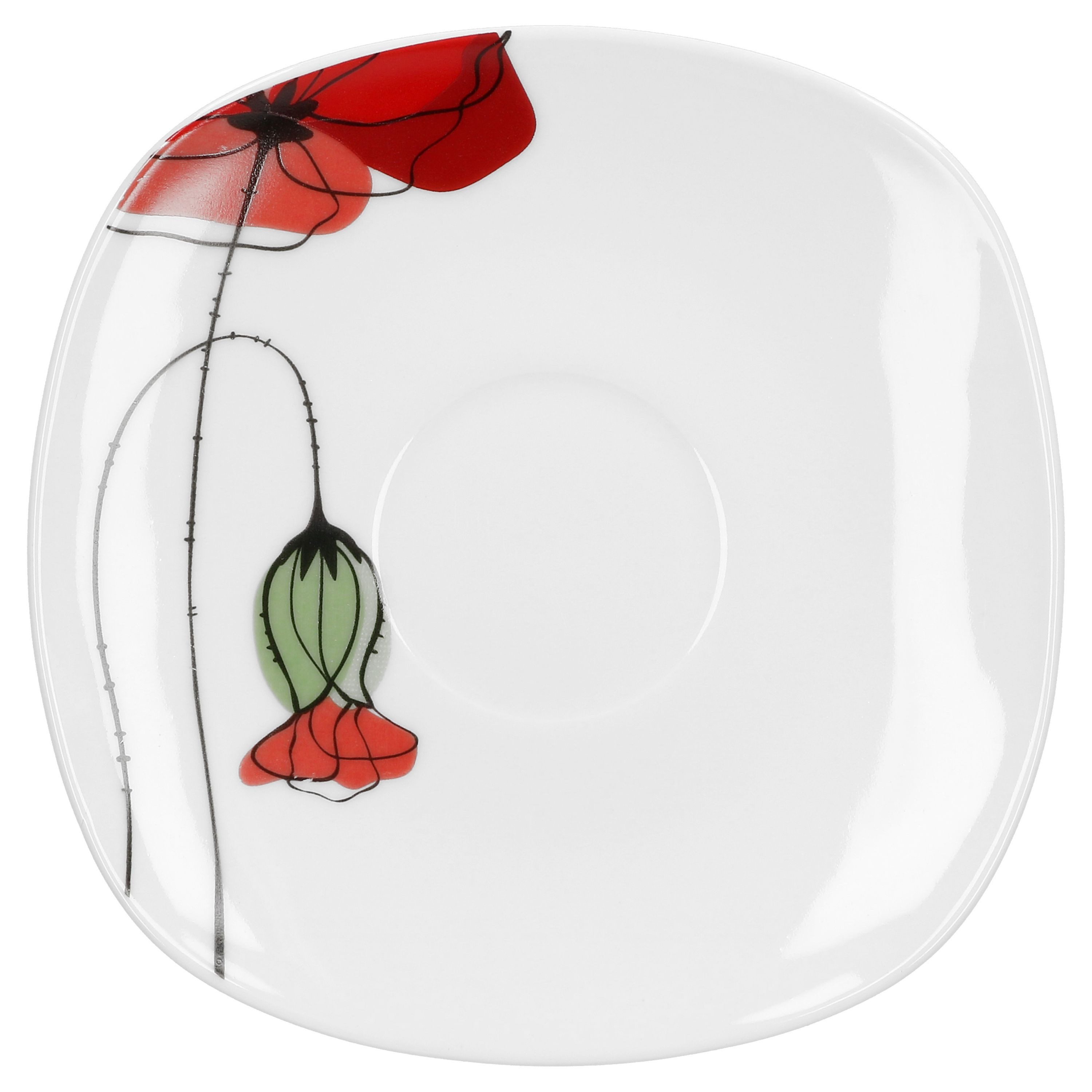 MamboCat Tasse Kaffeetasse mit Kaffeeuntertasse Monika Porzellan Geschirr Blume-Mohn, Porzellan