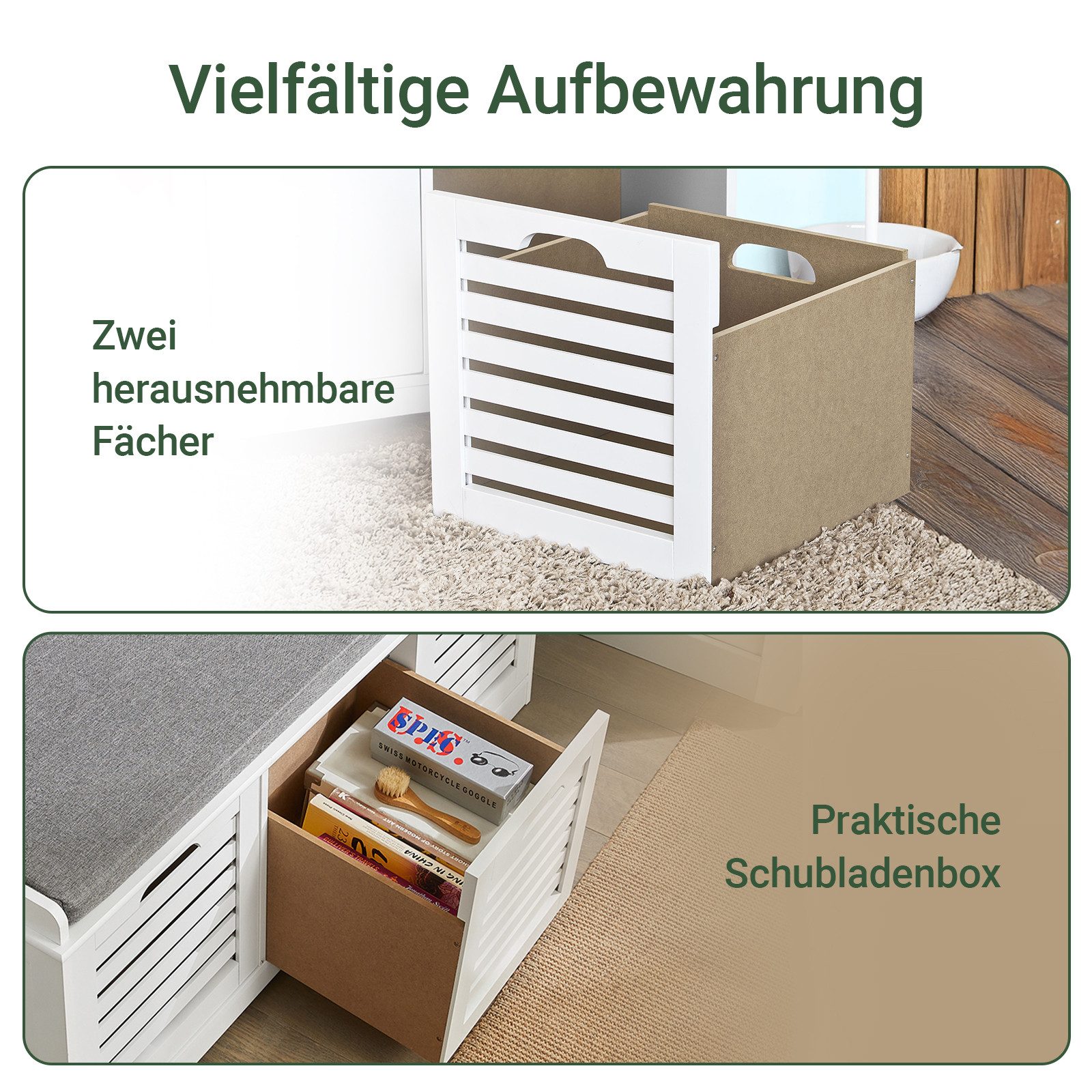 SoBuy Schuhbank FSR23, Sitzkommode mit 2 Körben Sitzbank mit Stauraum