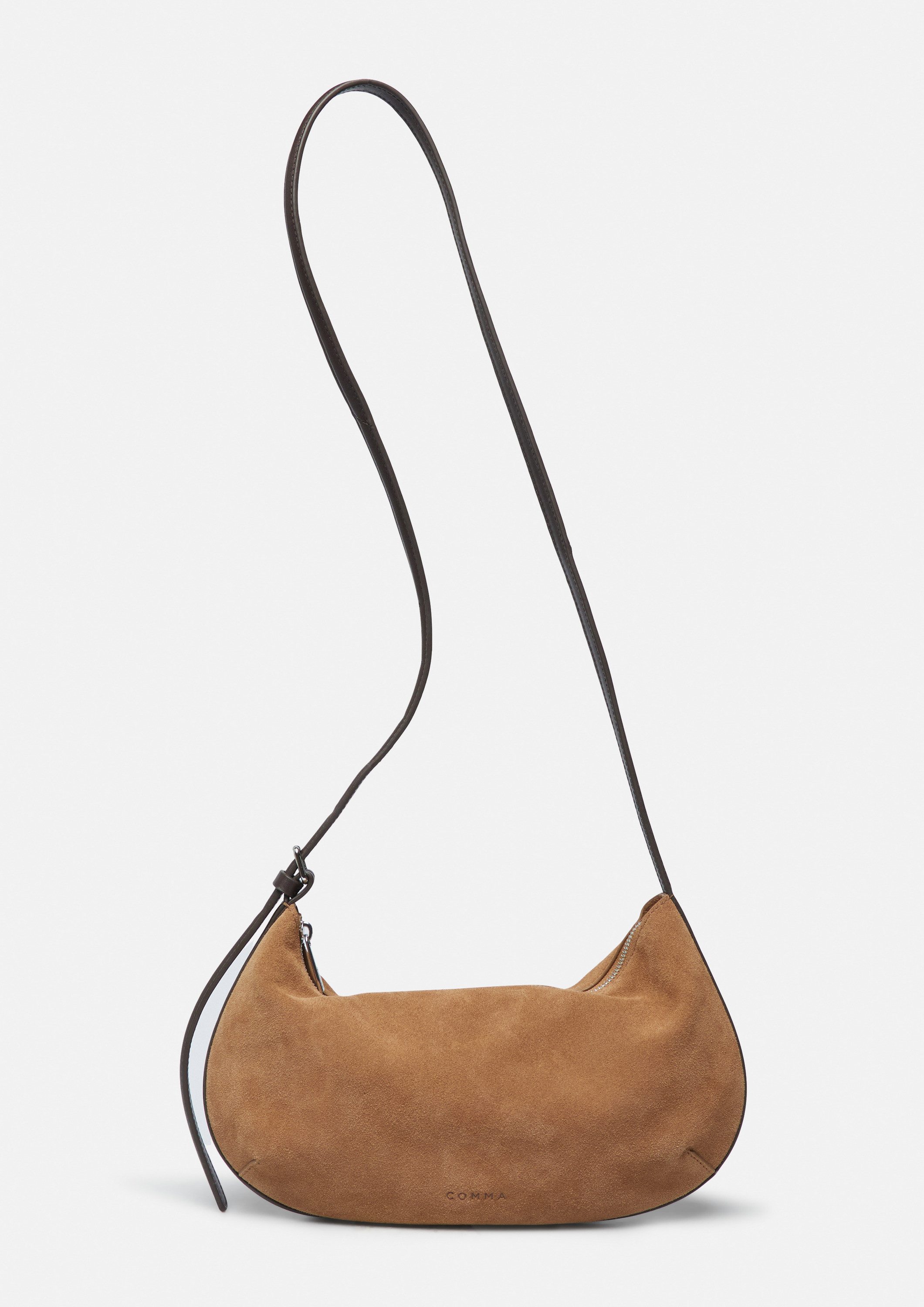comma Umhängetasche Tasche, Hobo-Bag aus weichem Veloursleder