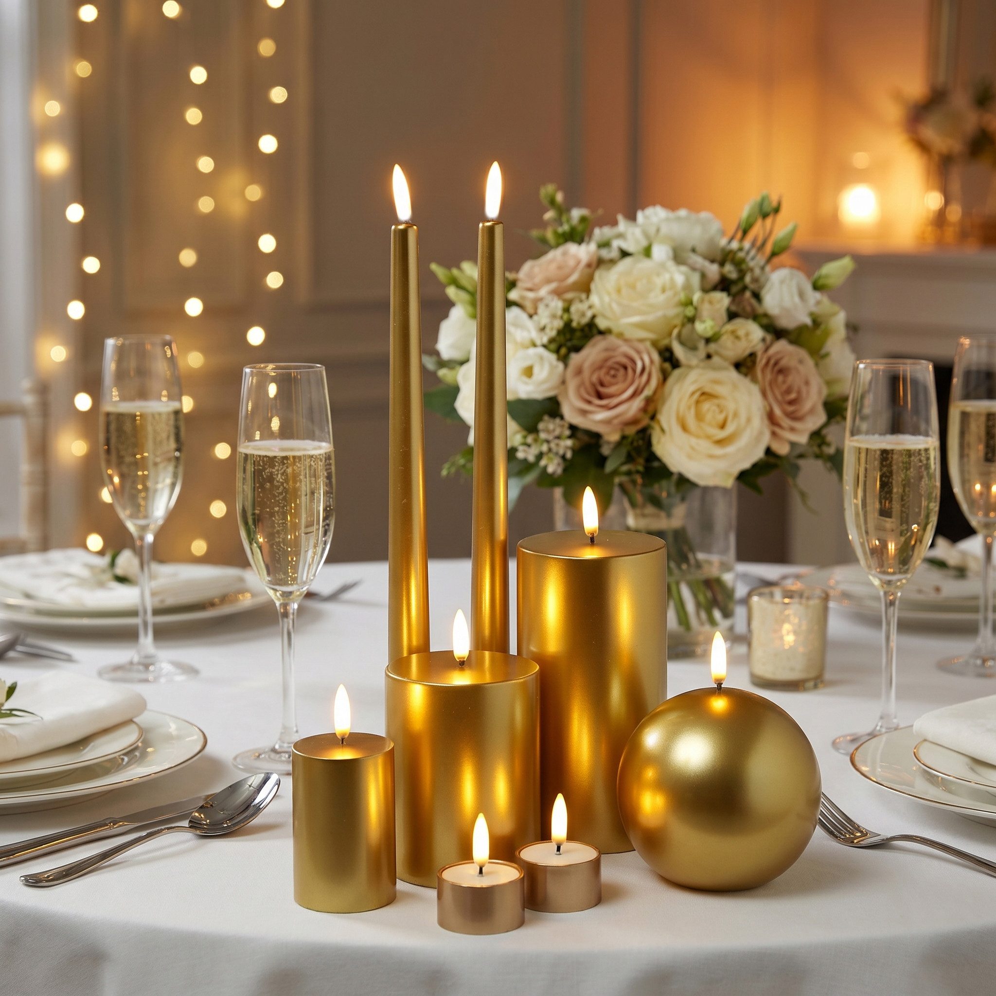 UYUNI Lighting LED-Kerze Kugelkerze Uyuni runde Echtwachskerze matt gold 10cm Timer bis 400Std, LED Classic, warmweiß (2100K bis 3000K)