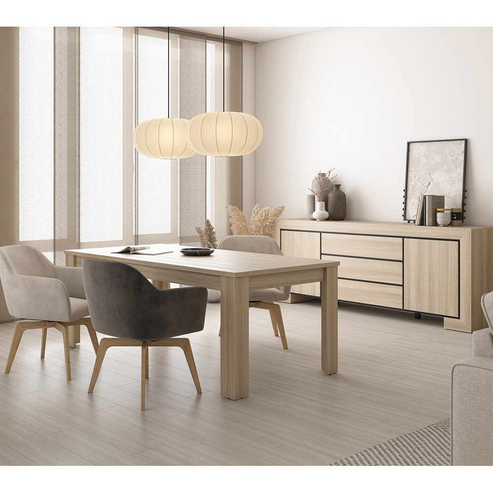 Lomadox Esszimmer-Set CERIALE-83, (Spar-Set, 2-St., Esstisch Sideboard), in Eiche, grifflose, modern