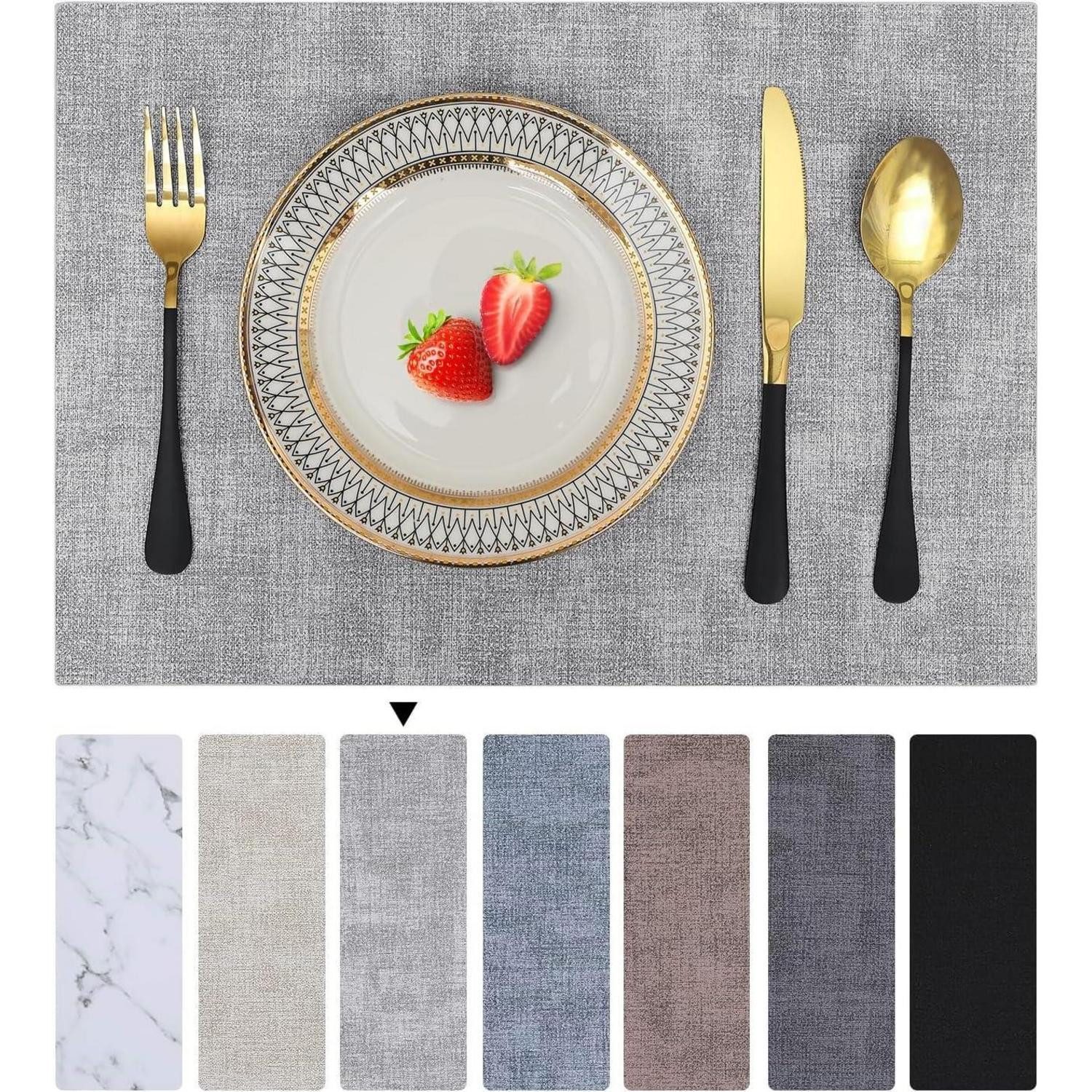 LuxusKollektion Platzset Tischsets 6er Set Abwaschbar Wasserdicht Platzsets Leder rutschfest