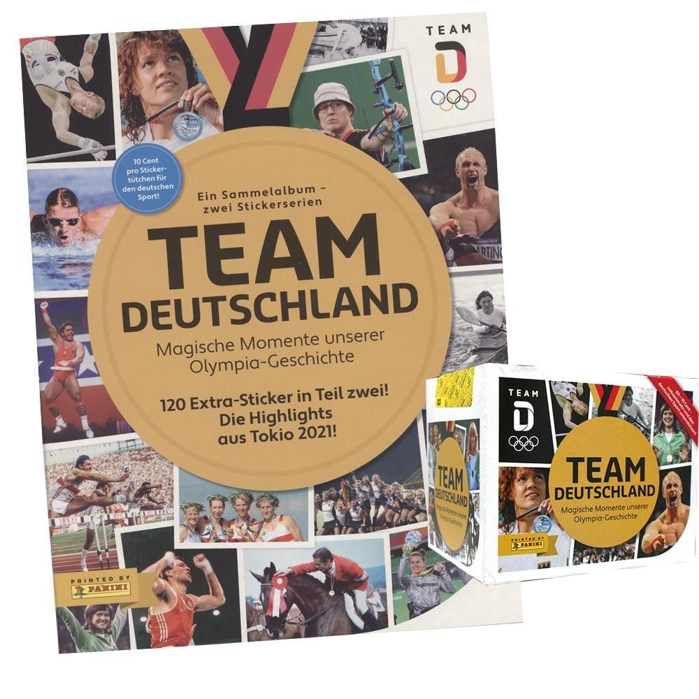 Panini Sammelkarte Team Deutschland Olympia Teil 1 - Sticker - Display (36 Tüten) + Album