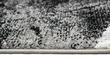 Teppich Abstrakter Wohnzimmer Teppich mit modernem marmorierten Wellen Rauten Design in grau schwarz - pflegeleicht, Carpetia, rechteckig, Höhe: 8 mm