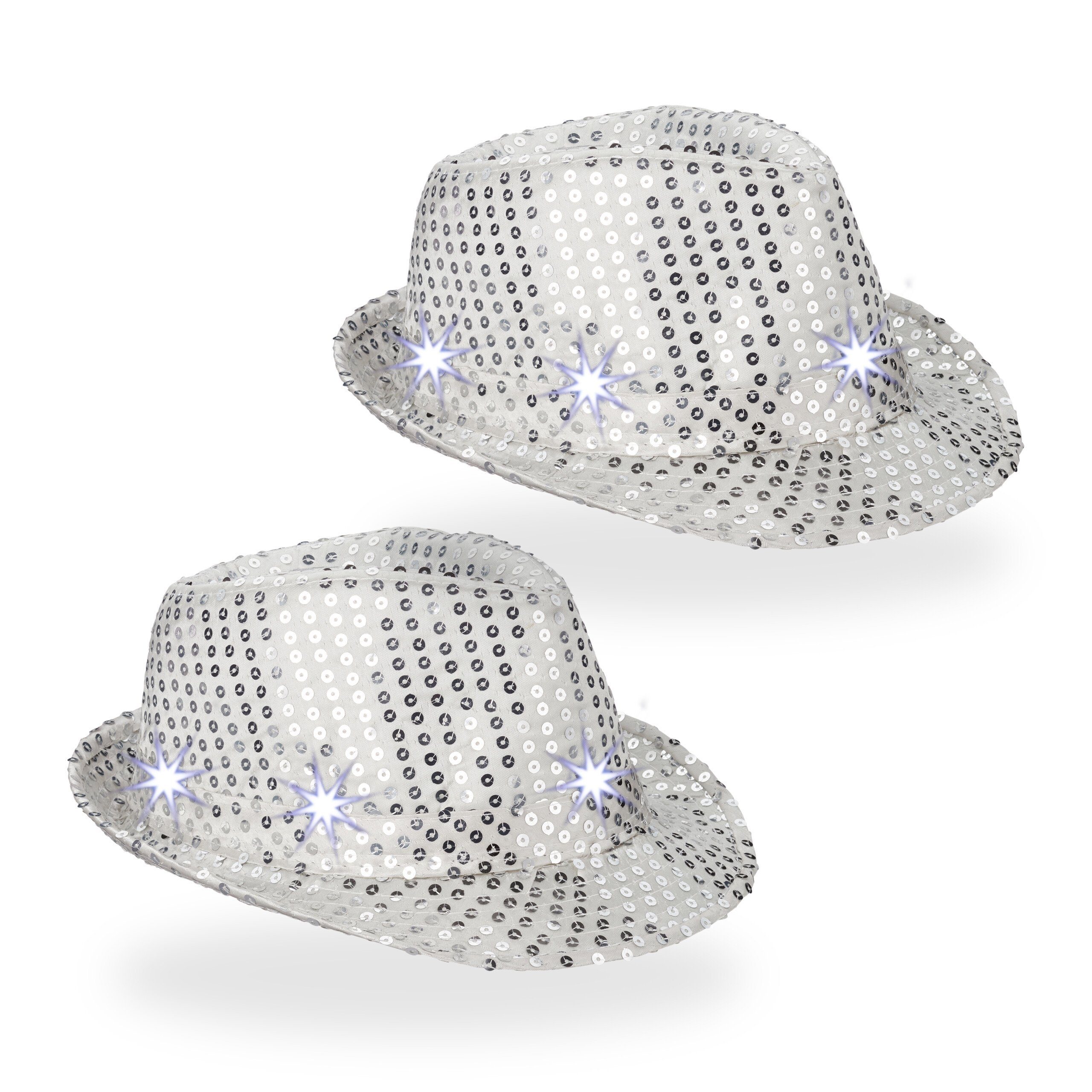 relaxdays Trilby Pailletten Hüte LED 2er günstig online kaufen