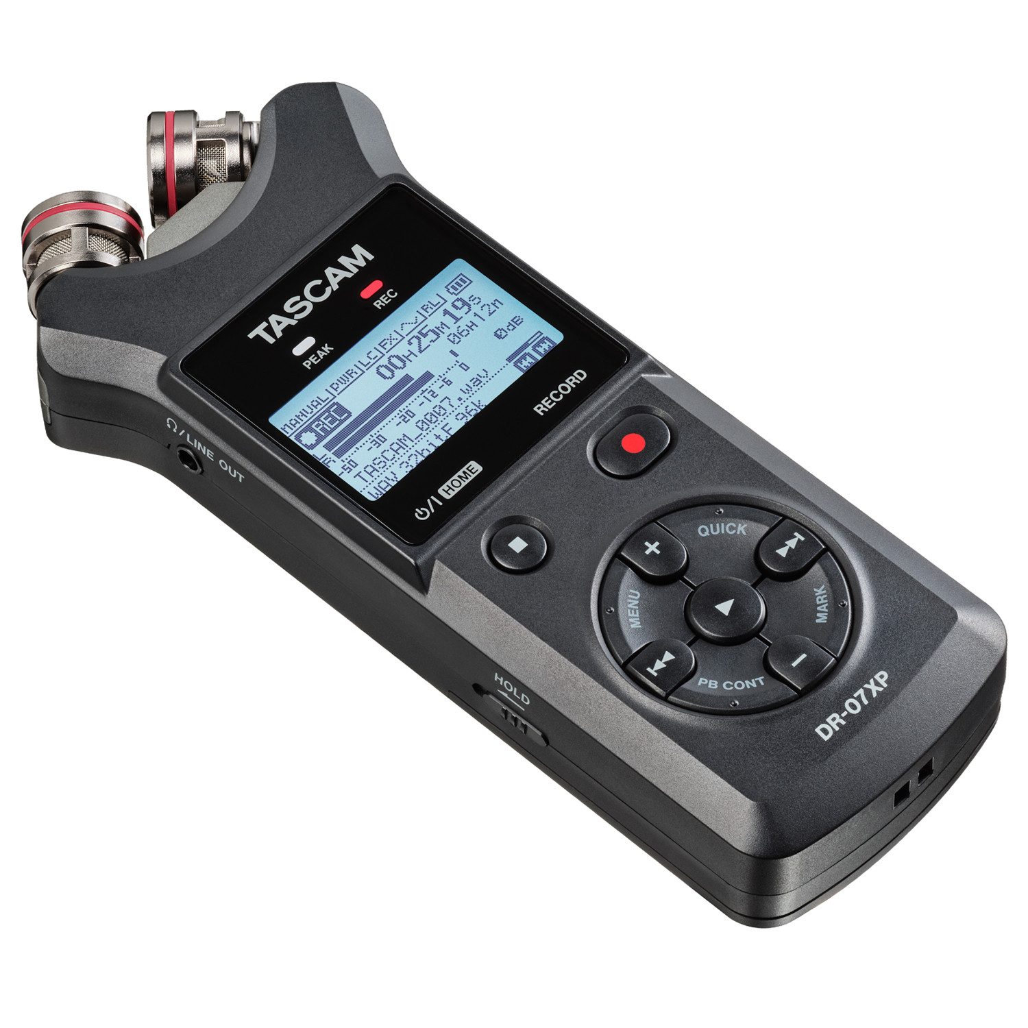Tascam Tascam Audio-Recorder DR-07XP 2-Kanal Aufnahmegerät Digitales Aufnahmegerät (Tragbarer 2-Kanal-Handheld-Audiorecorder)