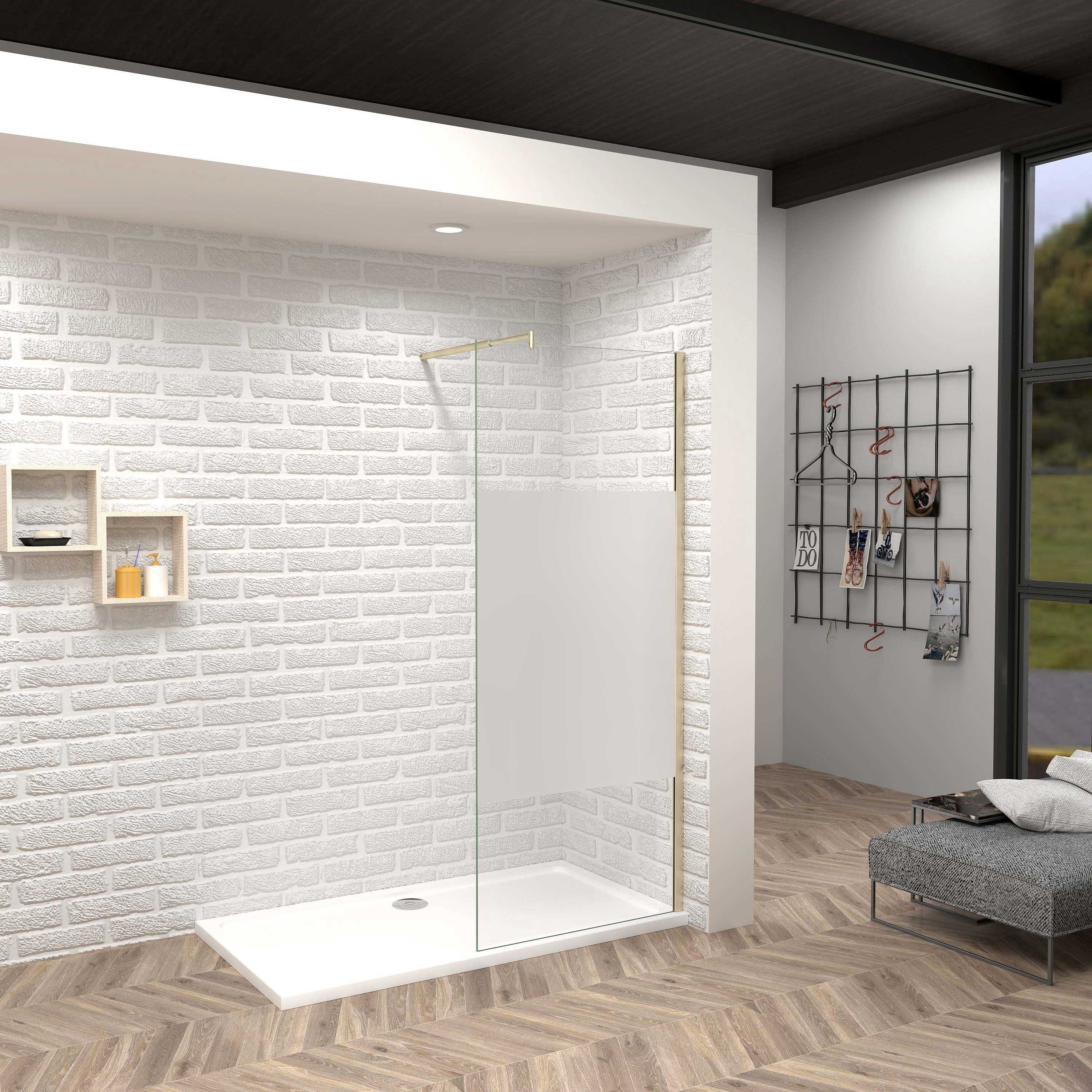 duschspa Walk-in-Dusche Duschwand 10mm ESG NANO Glaswand Milchstreifen Duschabtrennung, Einscheibensicherheitsglas, Höhe 200cm, NanoGlas