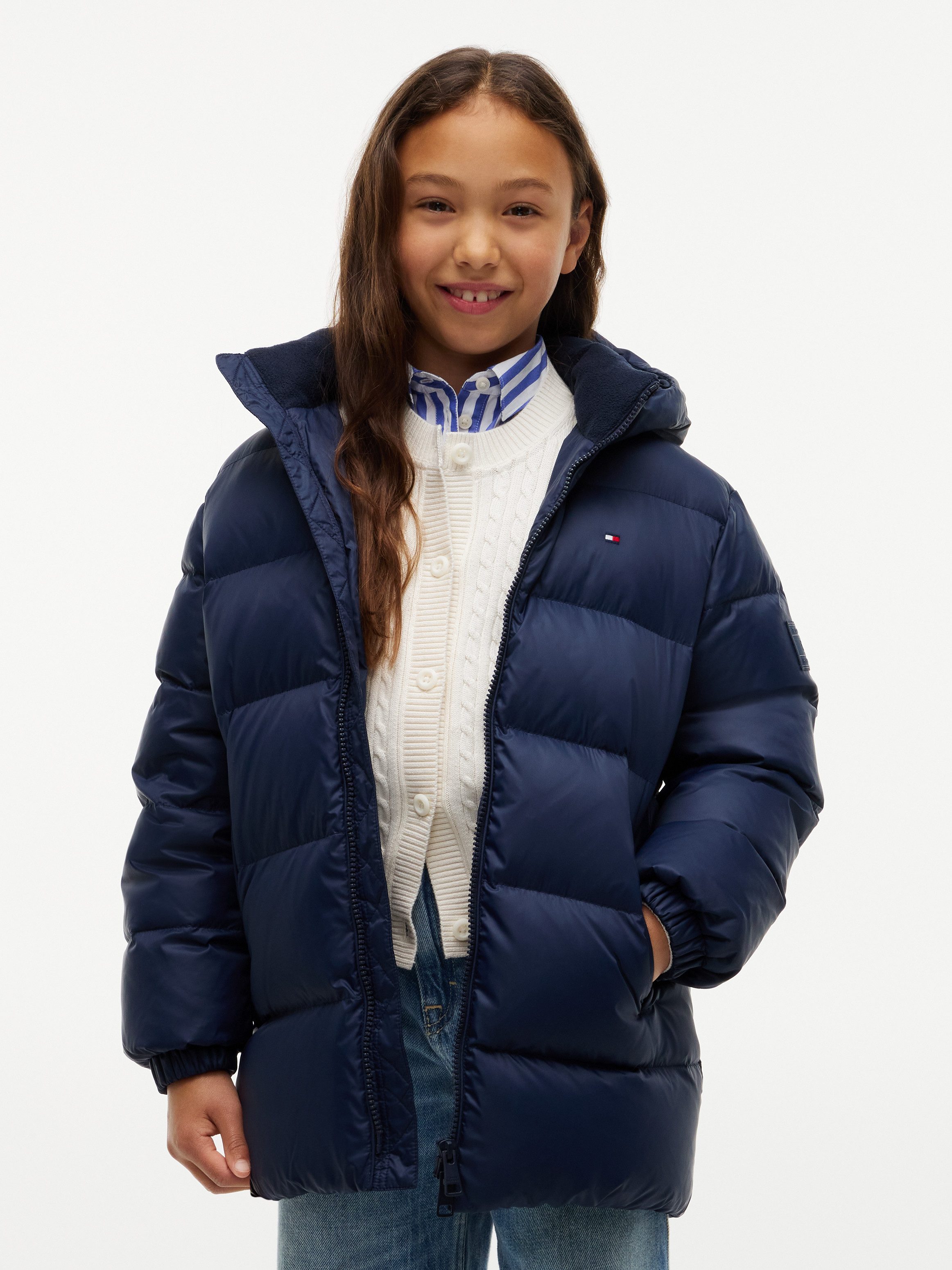 Tommy Hilfiger Steppjacke 2-Wege-Zipper, abnehmbare Kapuze, Kinder bis 16 Jahre