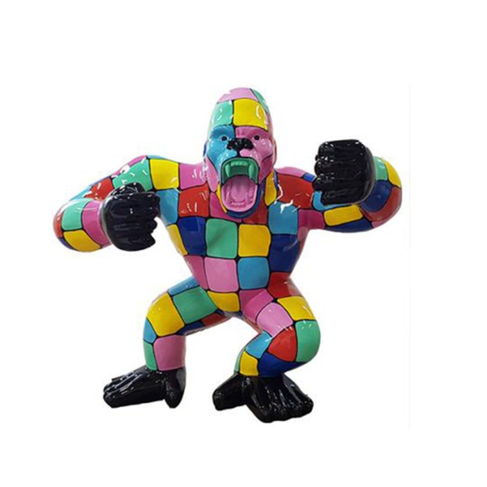 Xlmoebel Dekofigur Moderne Gorilla Skulptur aus Kunststoff für Garten 70x80cm, Made in Europa