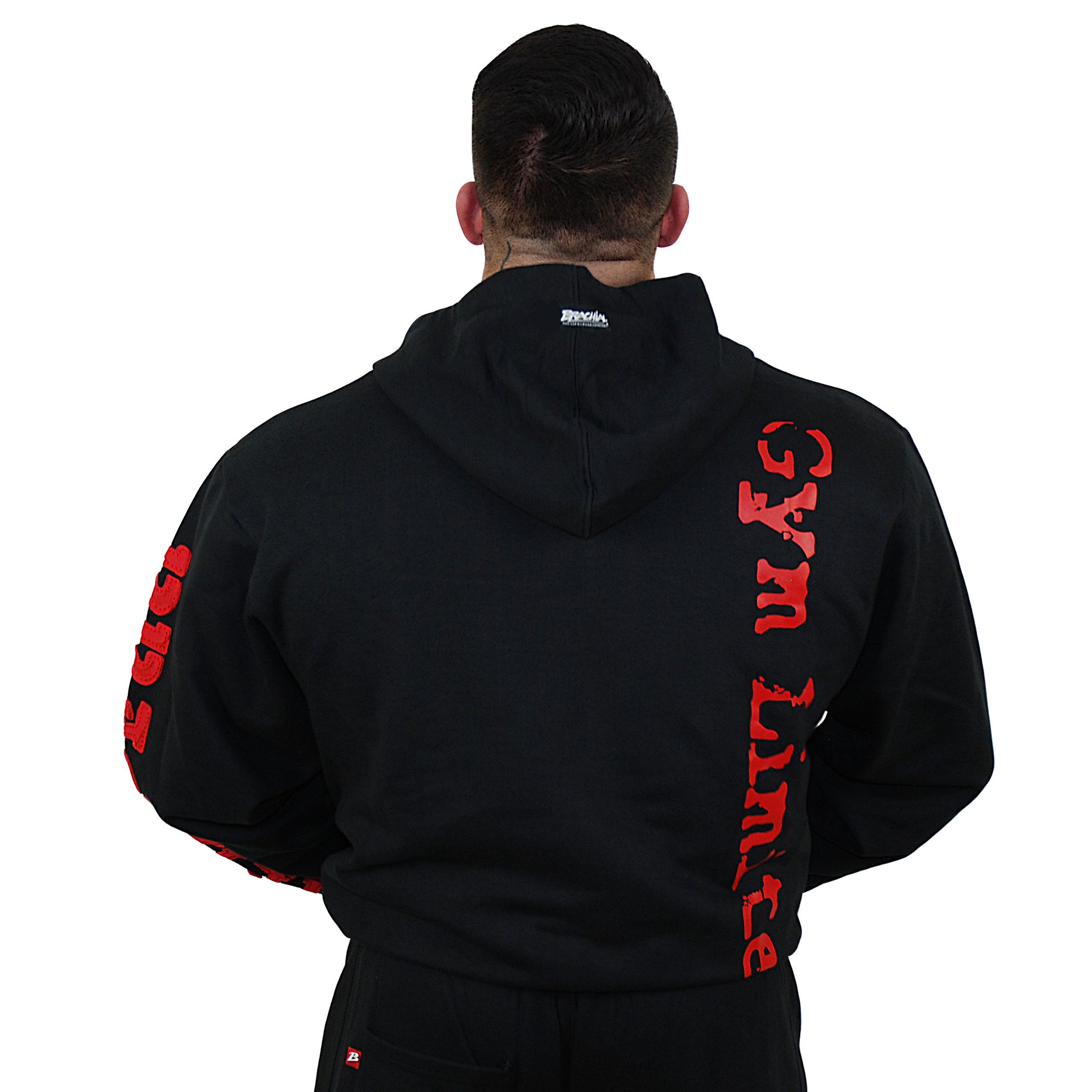 BRACHIAL THE LIFESTYLE COMPANY Kapuzensweatjacke Brachial Zip-Hoody "Gym" schwarz/rot 2XL