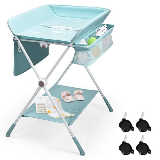 KOMFOTTEU Wäscheständer 3 in 1 Baby Wickelkombination, Blau
