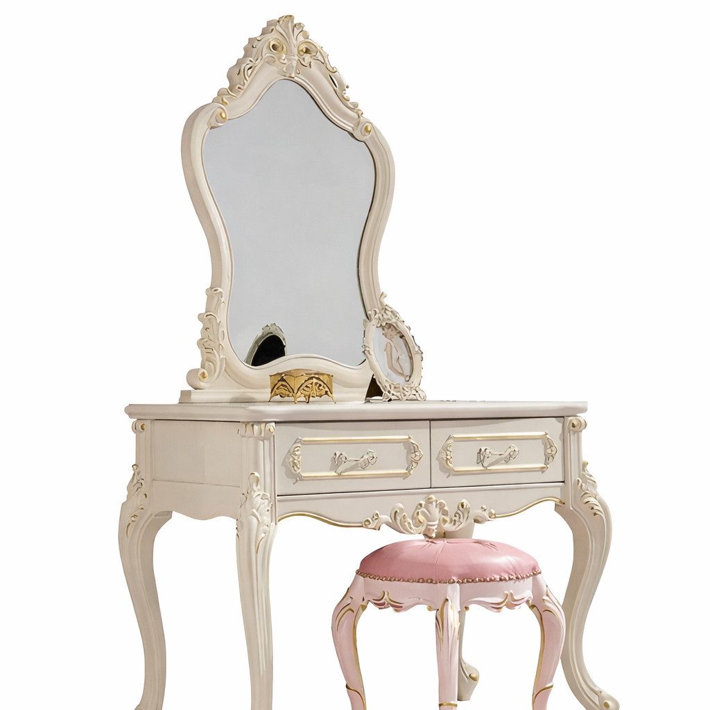 Xlmoebel Schminktisch Luxuriöser Klassisches Design Schminktisch mit Hocker Sofort (2-St., mit Hocker), Hergestellt in Europa