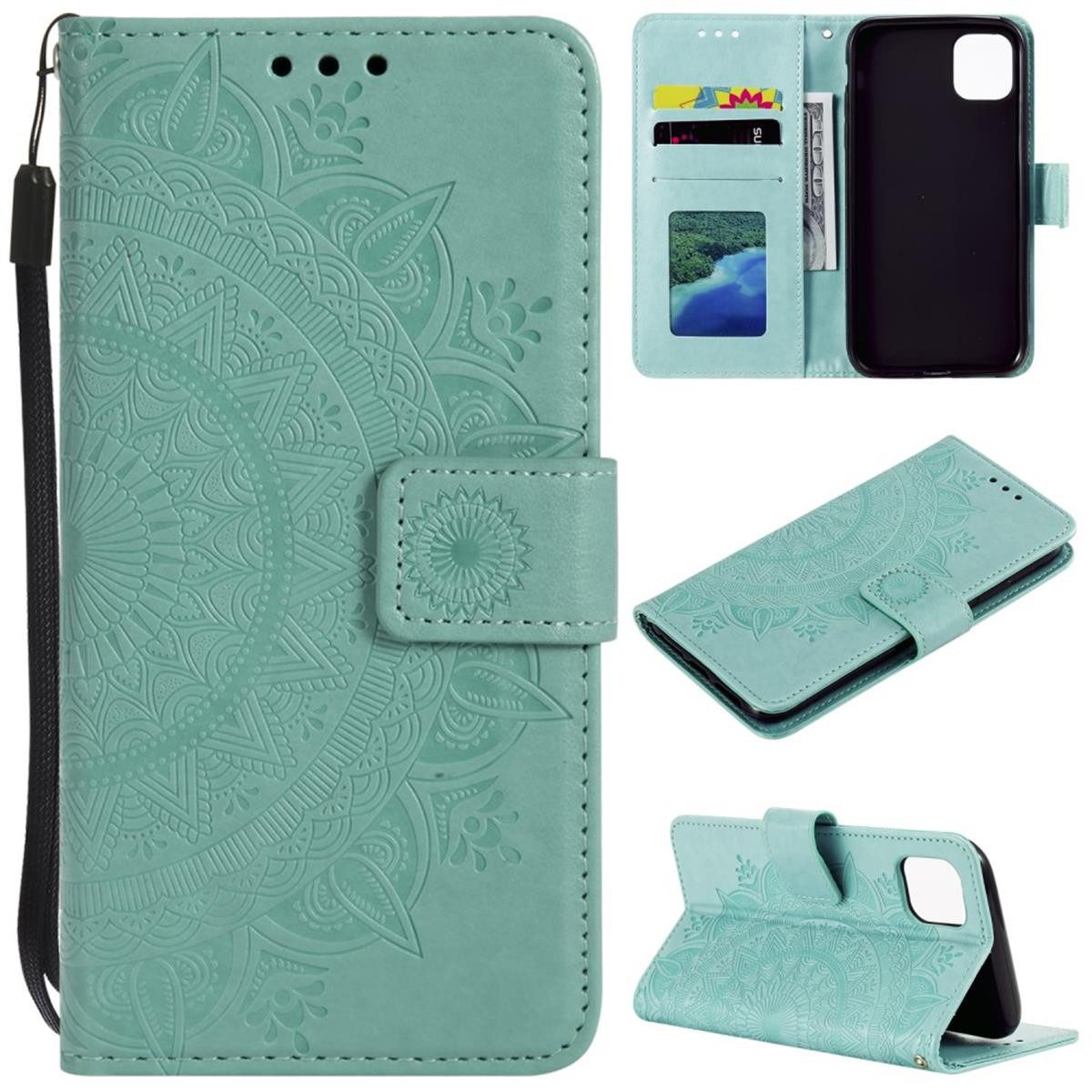 CoverKingz Handyhülle Hülle für Apple iPhone 12 Mini Handyhülle Flip Case Cover Tasche, Klapphülle Schutzhülle mit Kartenfach Schutztasche Motiv Mandala