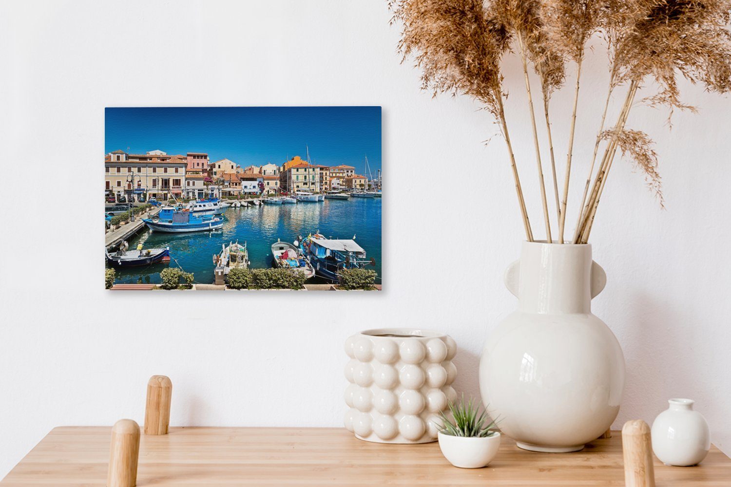Sardinien, von 30x20 OneMillionCanvasses® Wandbild La Maddalena Leinwandbilder, Aufhängefertig, Leinwandbild cm Wanddeko, Der St), Hafen (1