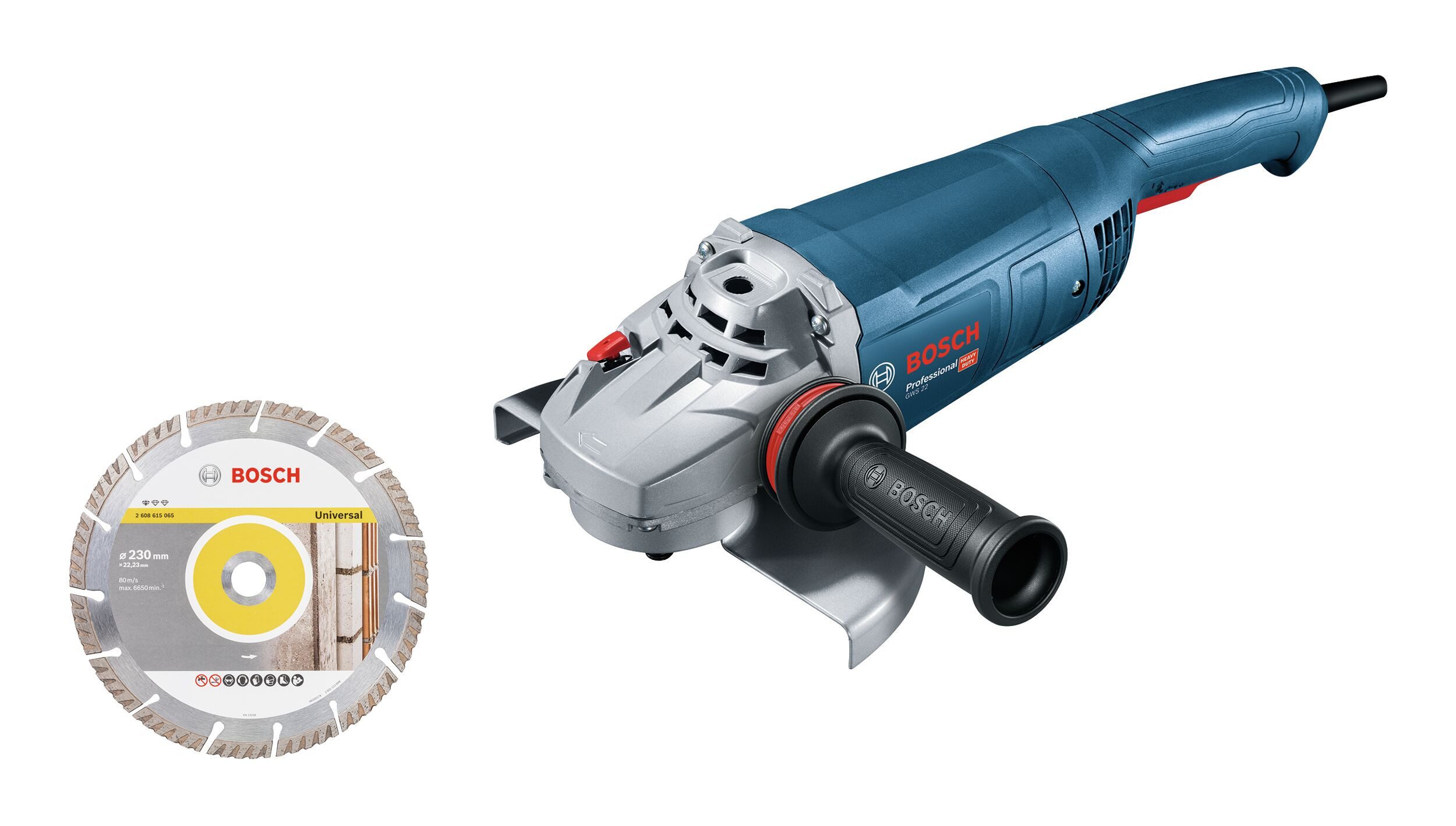 BOSCH Winkelschleifer GWS 22-230 J, max. 6500 U/min, Mit Diamanttrennscheibe - im Karton