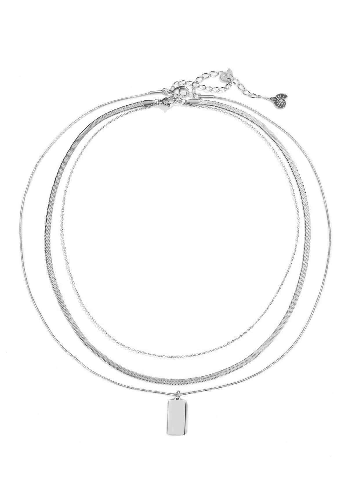 Hey Happiness Collier-Set Layer Geo Schlangenketten, Edelstahl 18K Roségold günstig online kaufen