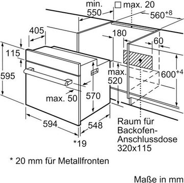 BOSCH Einbaubackofen Serie 2 HBF133BR0, mit Teleskopauszug nachrüstbar, ecoClean Direct